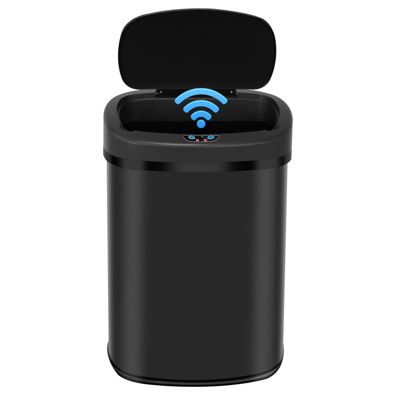13 Gallon Stainless Steel Automatic Touchless Trash Can - Sensor Kitchen Garbage Bin for Bathroom, Office, Restroom - Black | Hands-Free Waste Disposal for Hygiene & Convenience