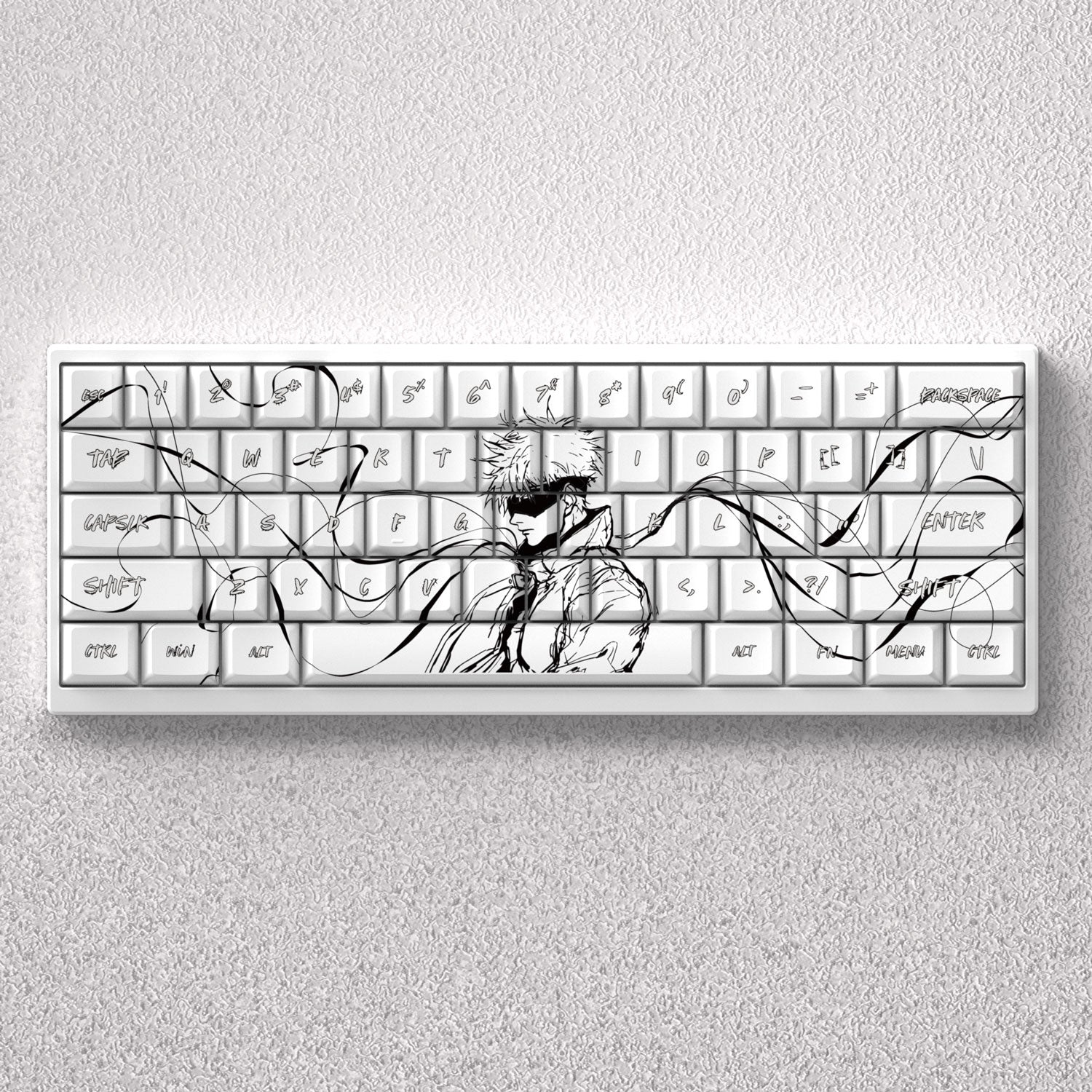 Gojo Satoru Anime Themed PBT Keycap Set - Factory Height for 60% 65% 68% Mechanical Keyboards | Perfect for Gaming, Typing & Custom Keyboard Builds