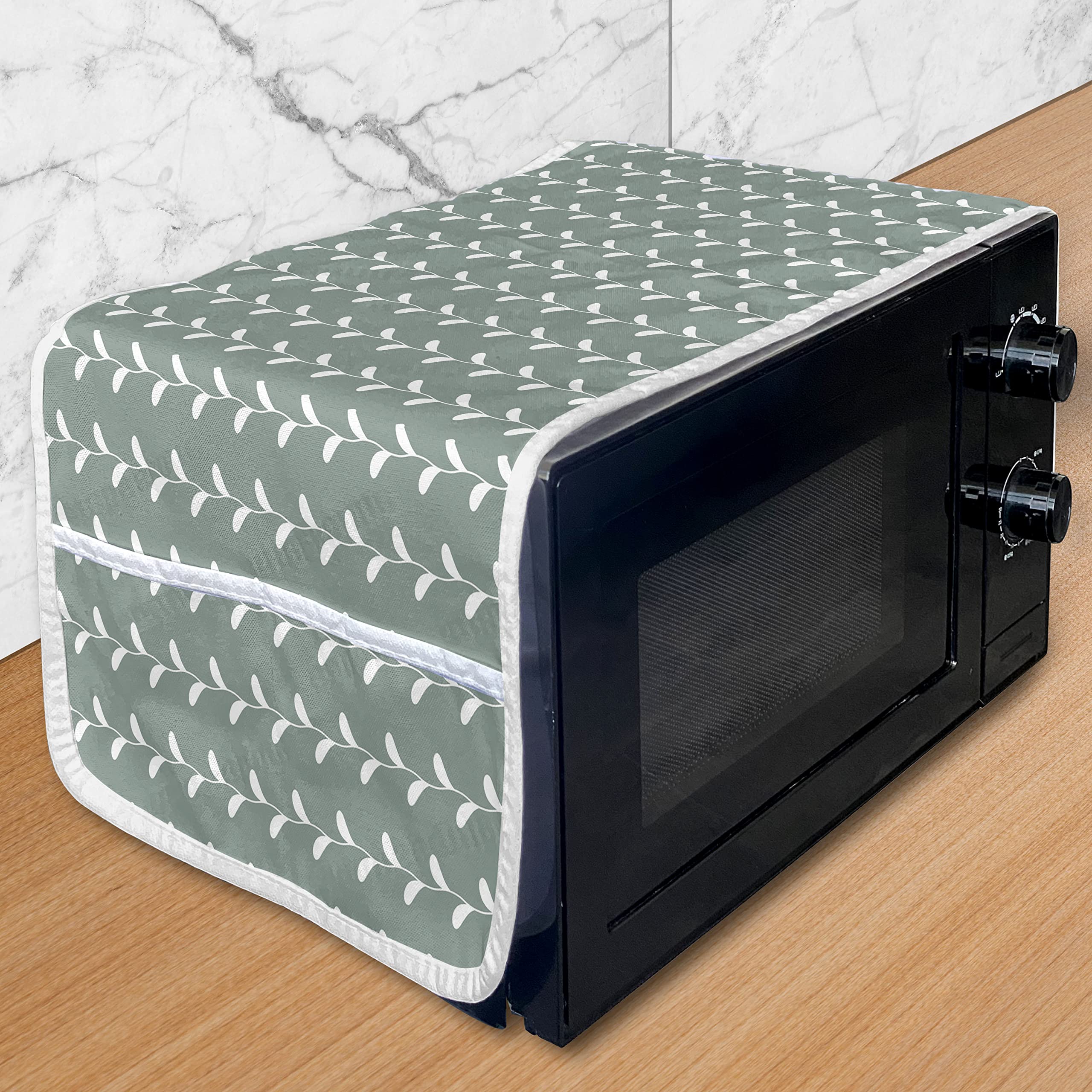 Ambesonne Vintage Classic Wavy Branches Microwave Cover - Waterproof Kitchen Organizer with Pockets, 36