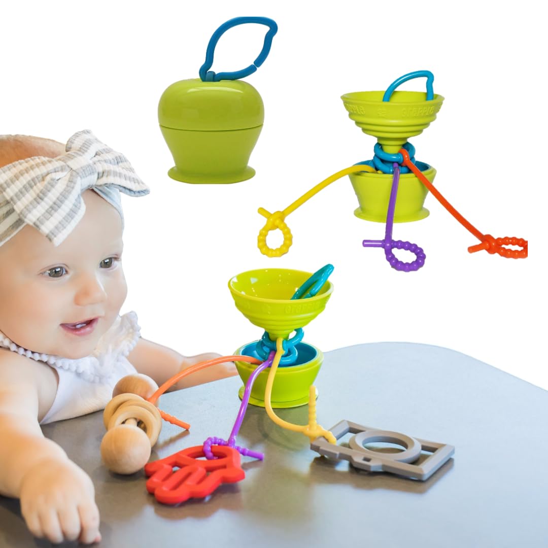 Suction Cup High Chair Toys Holder with 3 Toy Tethers - Secure Teethers, Toys & Snack Cups for Babies 6-12 Months | Ideal for Travel, Restaurants & Home Use