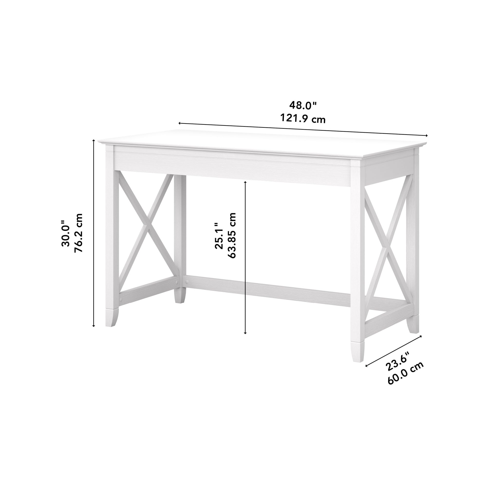 Bush Furniture Key West 48W Writing Desk in Pure White Oak - Modern Home Office Desk for Small Spaces, Study & Work from Home
