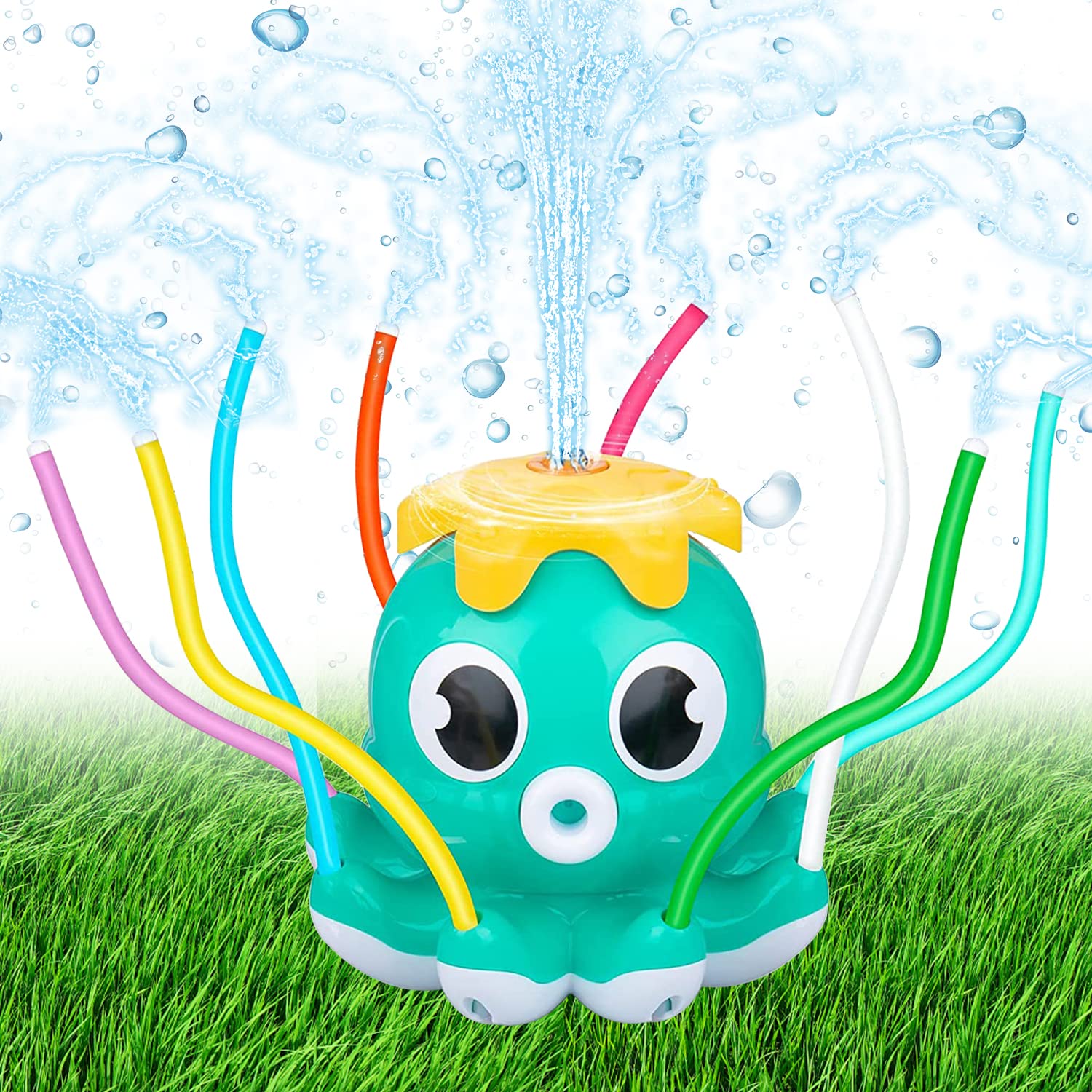 Octopus Water Spray Toy for Kids - Outdoor Garden Hose Sprinkler with Wiggle Tubes, Summer Water Play Toy for Backyard, Pool & Beach Fun - Perfect Kids Gift (Green)