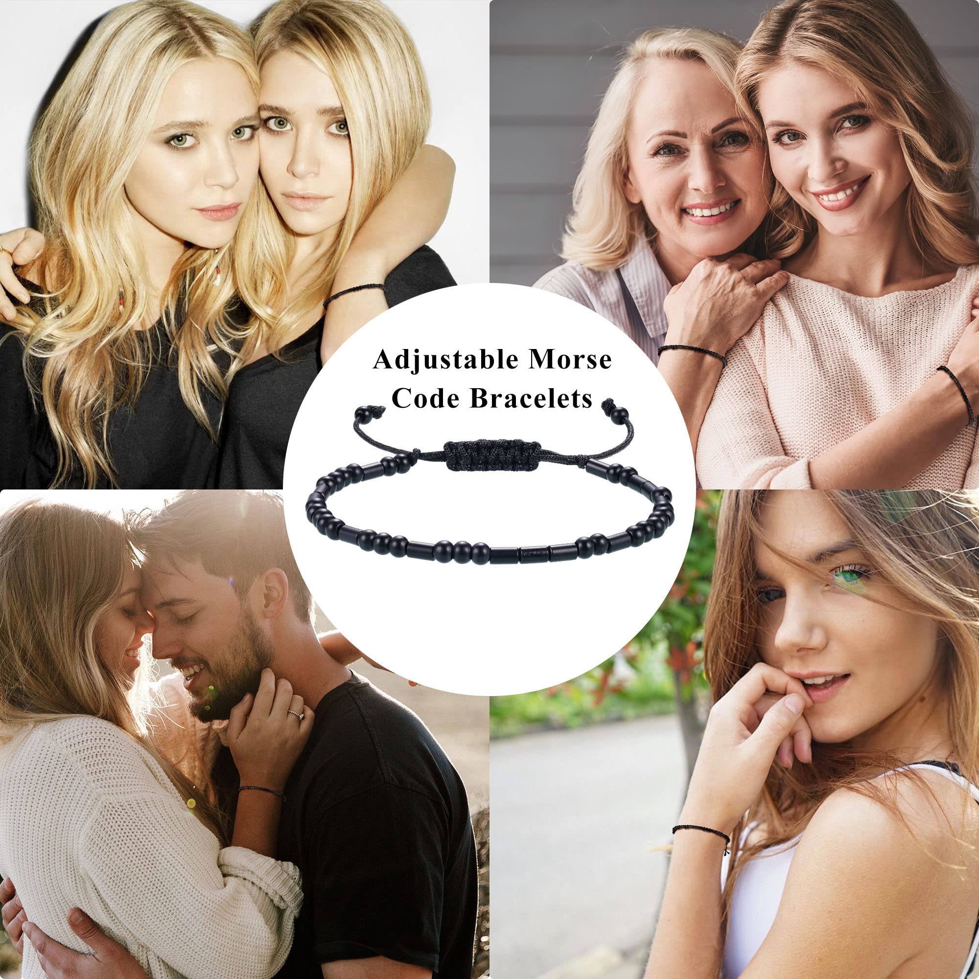 Morse Code Bracelet for Women & Men - Adjustable Braided Leather Bracelet with Inspirational Message - Best Friend Birthday Gift for Sister, Daughter, Mom, Dad - Christmas Jewelry for Couples - Perfect for Daily Wear, Special Occasions & Motivational Gifts