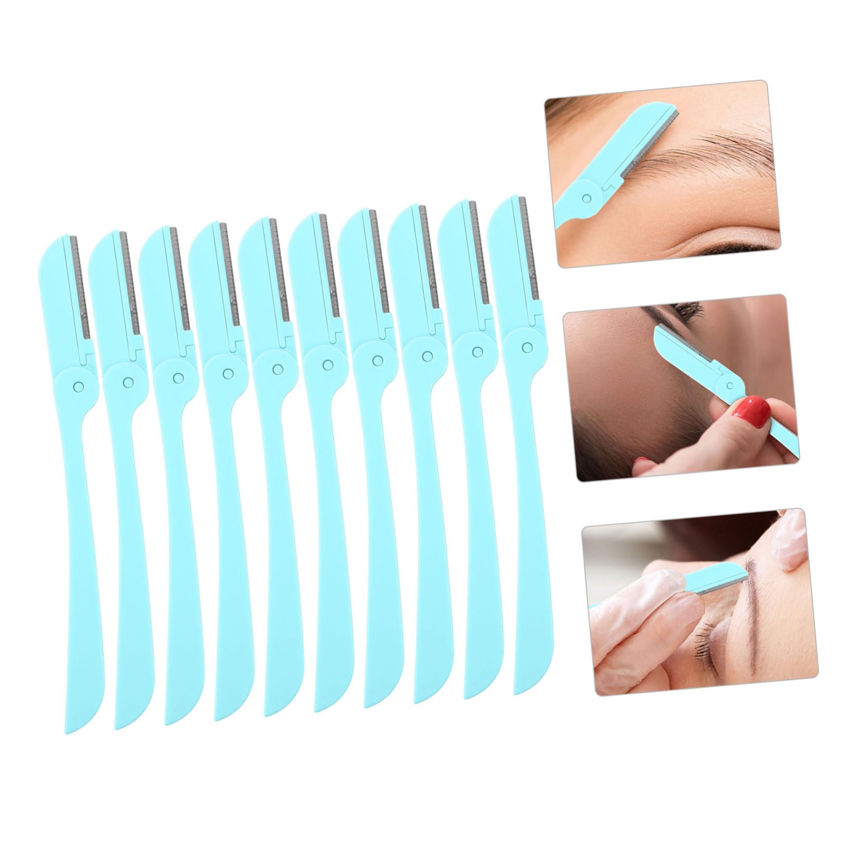 20 Pcs Foldable Eyebrow Trimmer Set for Women - Facial Shaver, Razor, Scissors & Tweezers | Portable Eyebrow Grooming Kit with Green ABS Handle | Perfect for Travel, Home & Salon Use