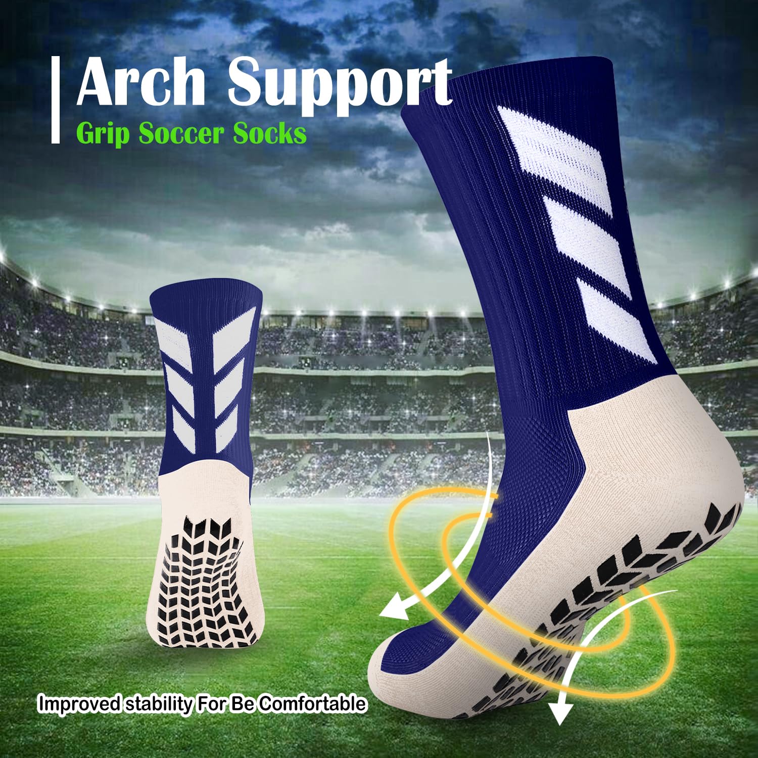Non-Slip Grip Socks for Men - 4 Pack Athletic Sports Socks for Soccer, Basketball, Volleyball & Pilates | Anti-Slip Hospital Socks with Traction | Perfect for Workout, Yoga & Post-Surgery Recovery