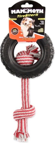 **Mammoth TireBiter II with Rope - Durable Chew Toy for Aggressive Chewers - Perfect for Large Dogs, Playtime & Training**