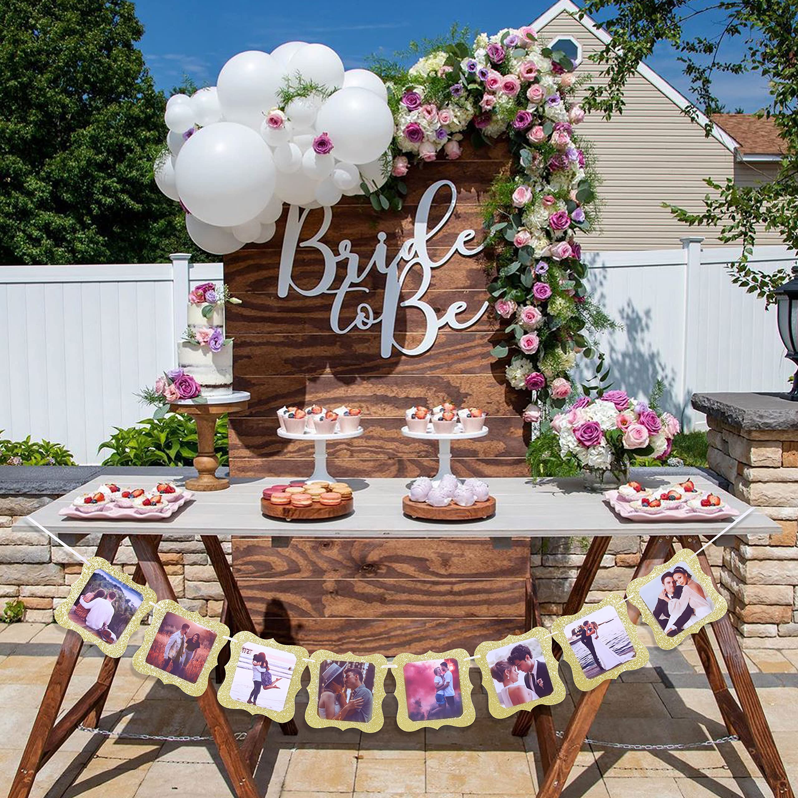 Bride to Be Photo Banner - Gold Glitter Wedding Garland for Engagement Party, Bridal Shower, Baby Shower & Birthday Decorations | Perfect for Photo Backdrops, Wall Decor & Celebration Displays