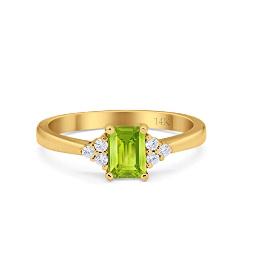 14K Yellow Gold Simulated Peridot CZ