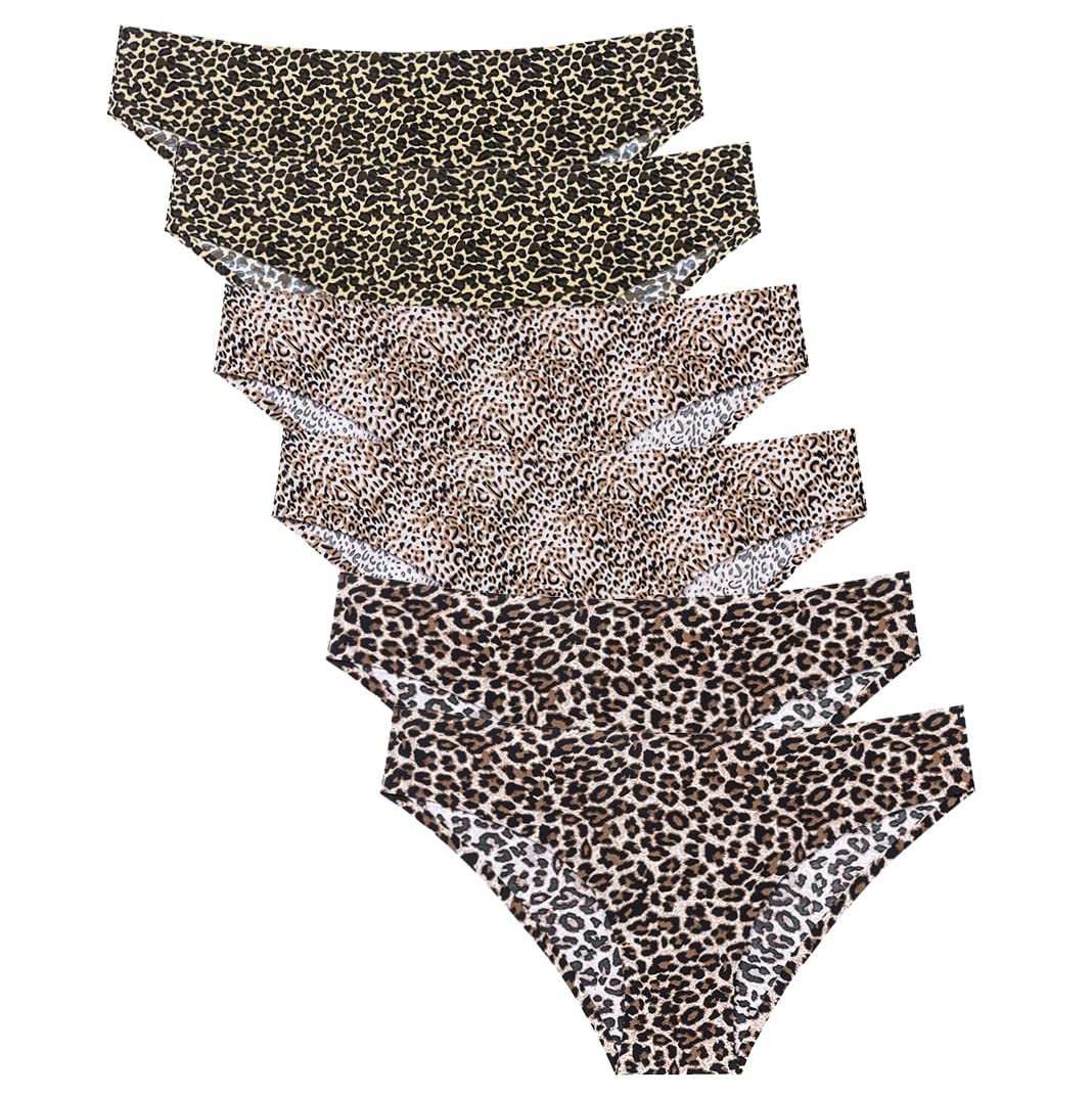 COSOMALL 6 Pack Women's Seamless Invisible Bikini Underwear - Soft Breathable No Show Panties for Everyday Comfort, Half Back Coverage - Perfect for Yoga, Workout & Daily Wear
