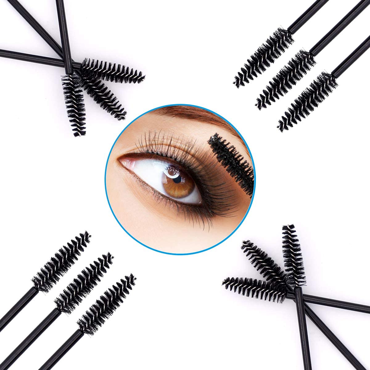 MAYCREATE® 50 Pcs Black Eyelash Brushes & Mascara Wands - Professional Eyelash Extension Spoolies, Eyebrow Applicator & Makeup Tools - Perfect for Salon, DIY Lash Extensions & Home Beauty Care