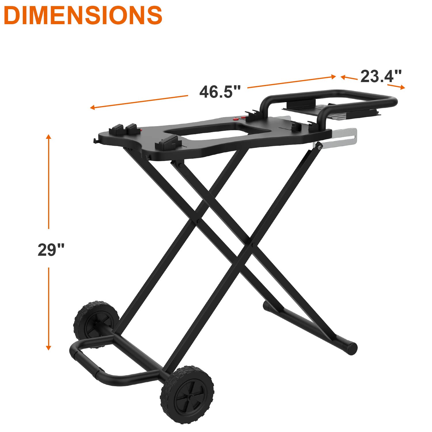 Heavy-Duty Portable Grill Cart for Weber Q1200 Q1000 Q2000 Q1400 - Collapsible BBQ Table with 2 Wheels for Outdoor Cooking, Camping, Tailgating & Backyard Dining (Black)