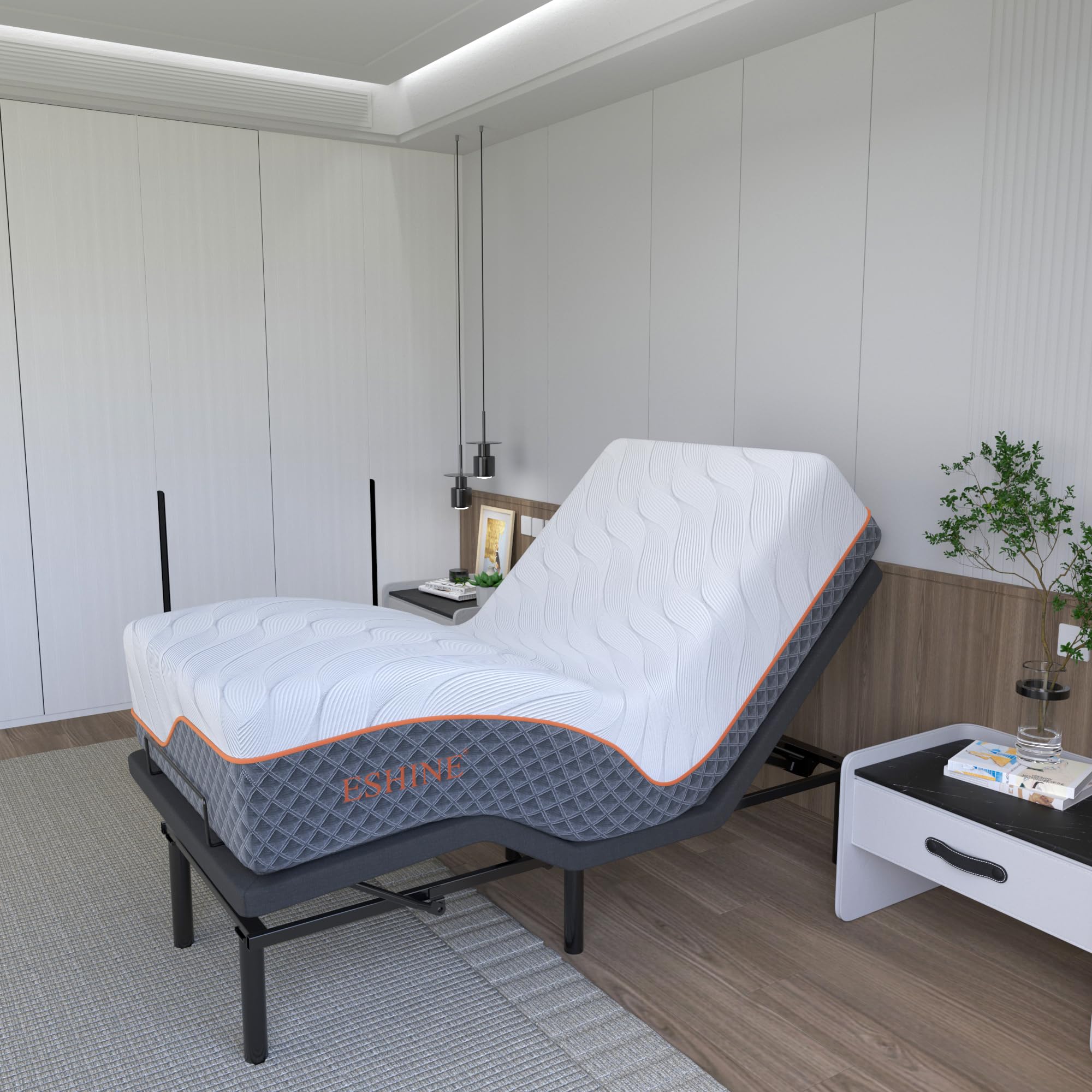 ESHINE Adjustable Bed Frame with 14
