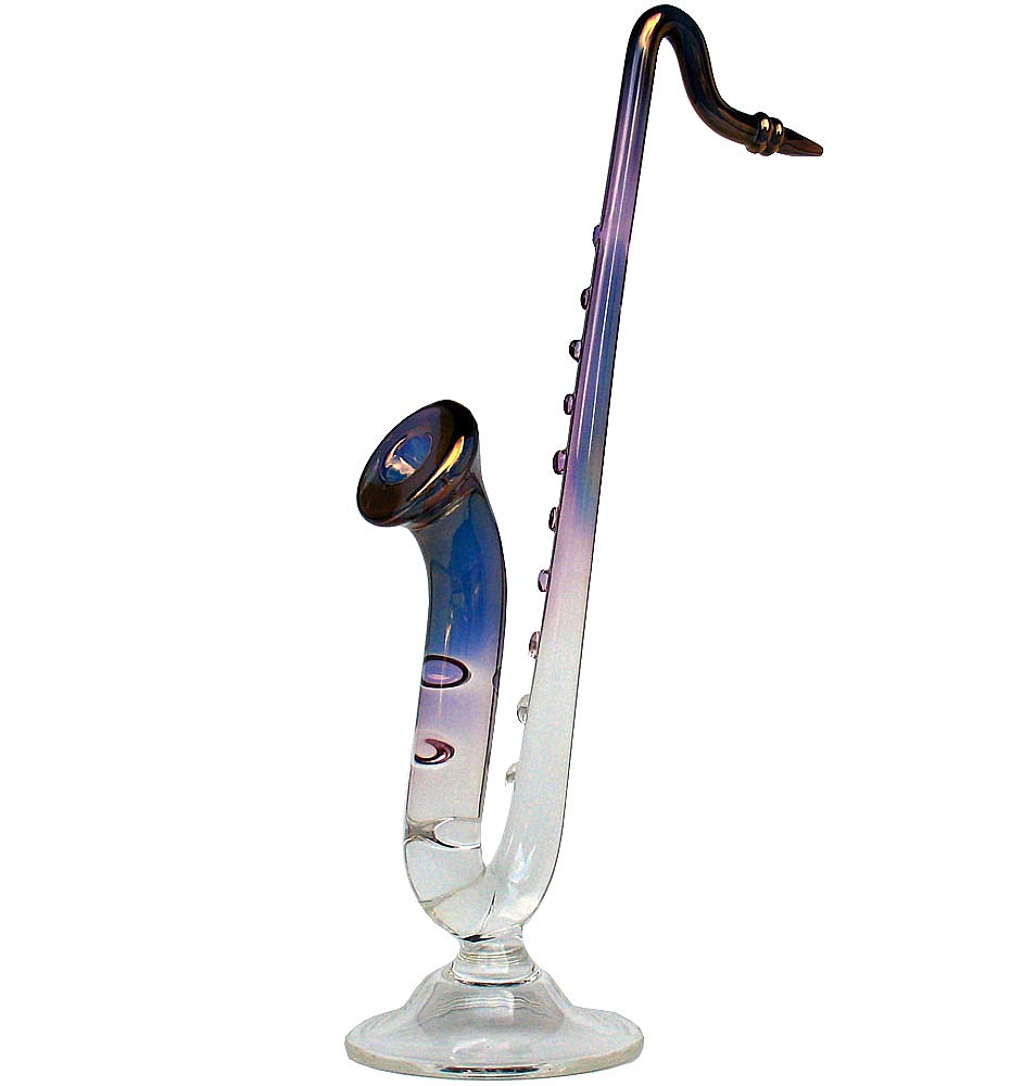 Hand Blown Glass Saxophone Figurine - Unique Musical Instrument Decor for Jazz Lovers & Home Office Decoration - Perfect Gift for Musicians & Collectors