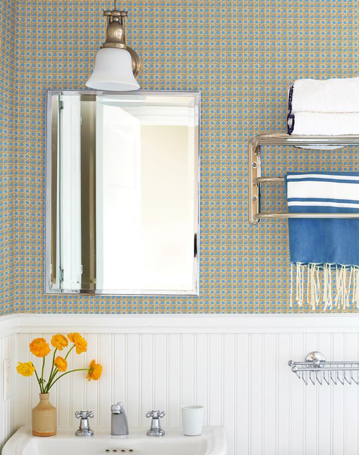 Wallshoppe Faux Caning Wallpaper - Stylish Denim Textured Peel and Stick Wallpaper for Living Room, Bedroom & Home Decor