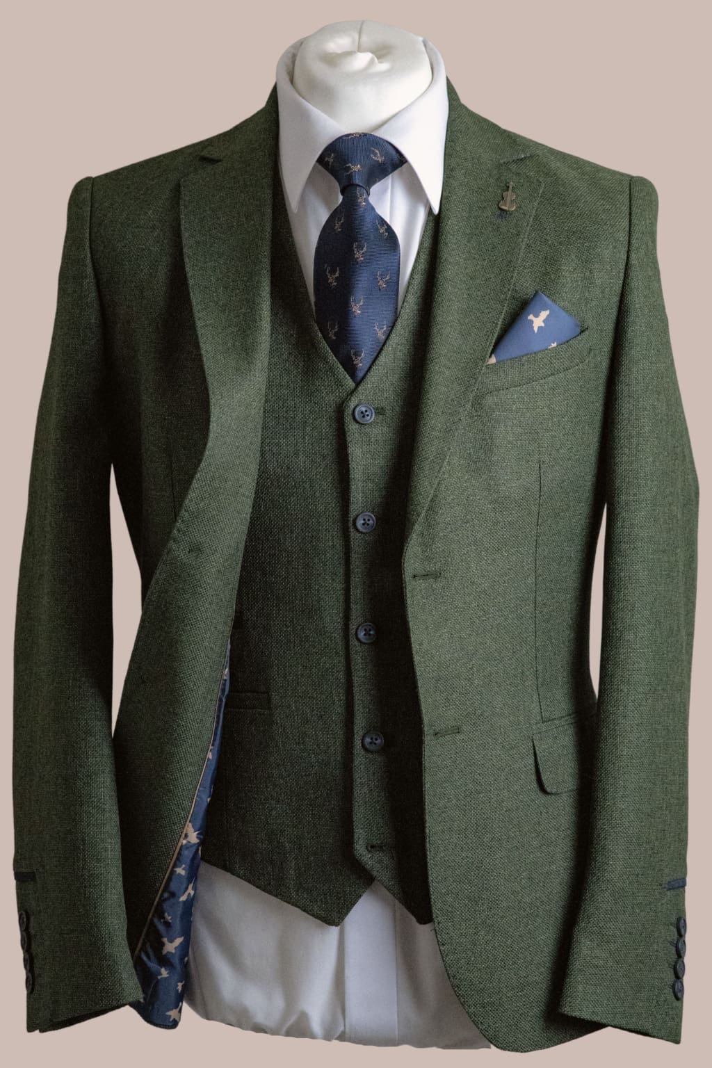 Fratelli Robbie Men's Olive Green Tweed Blazer Jacket - Slim Fit Casual Sport Coat for Business, Weddings & Formal Events