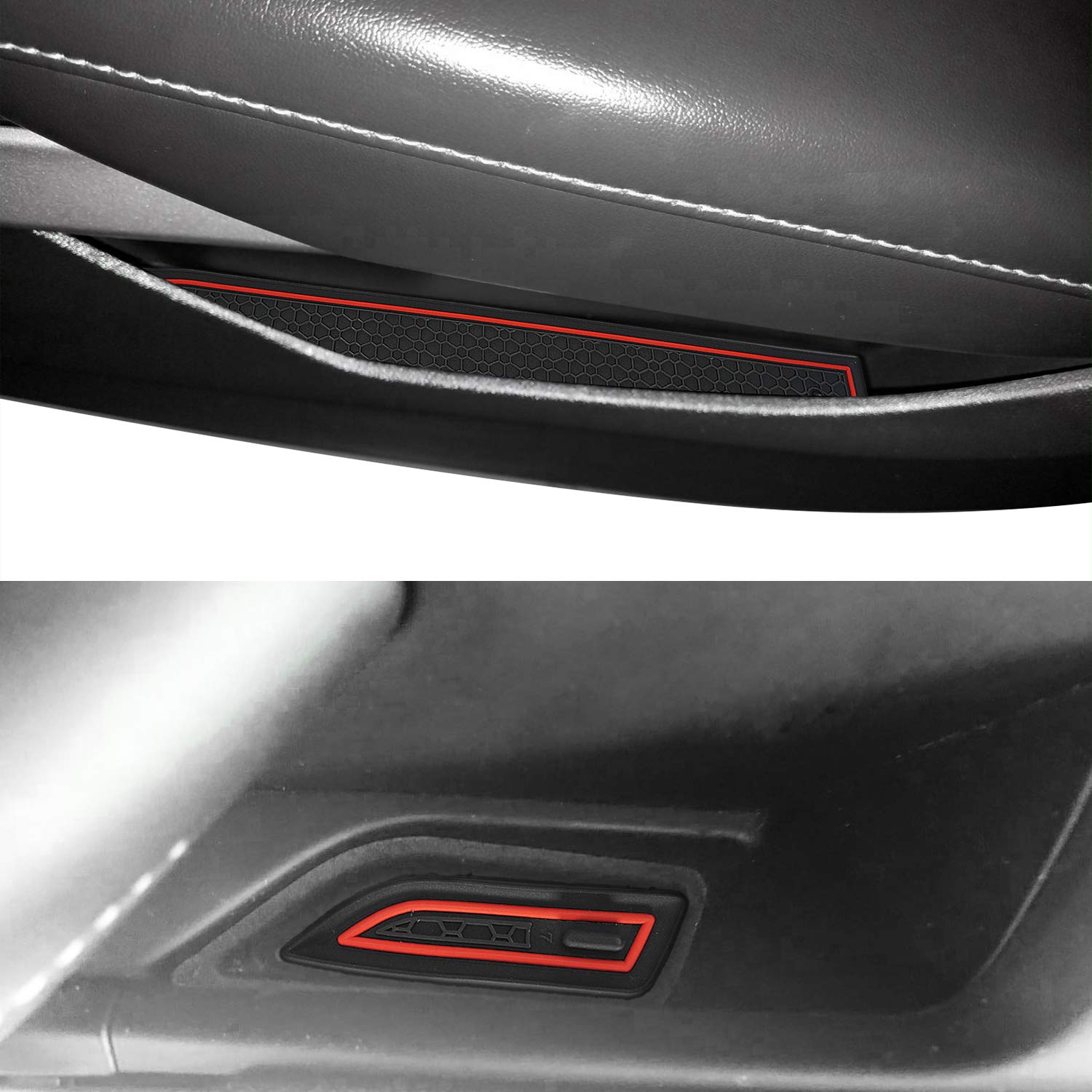 Auovo Custom Fit Anti Dust Mats for Chevy Camaro 2016-2023 - 9-Piece Set (Red) | Door Compartment Liners & Cup Holder Mats | Interior Protection & Easy Cleaning | Perfect for Daily Driving & Car Shows
