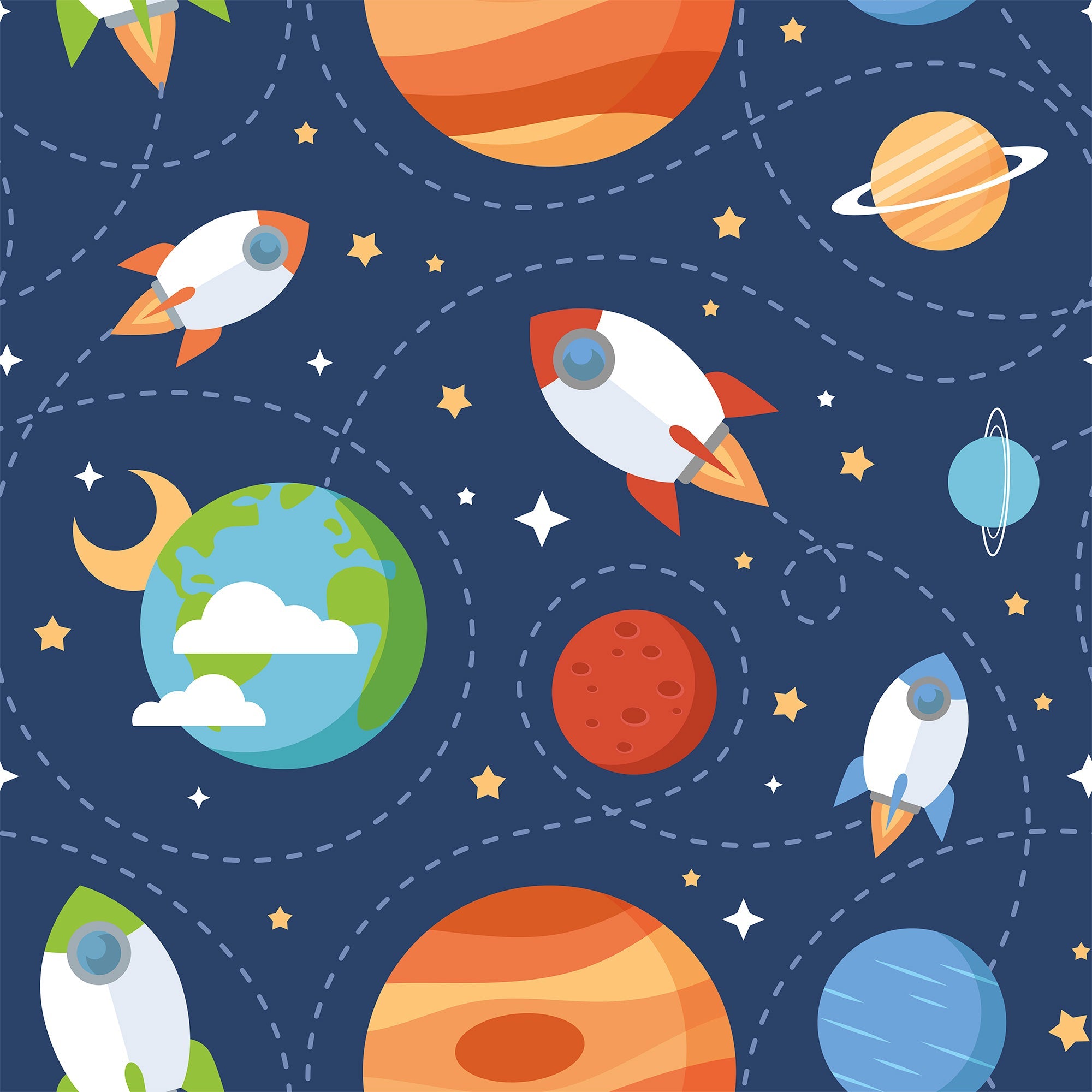 Kids Wallpaper Sample - Blue & Similar Tones 001 | Nursery, Bedroom, Playroom Decor