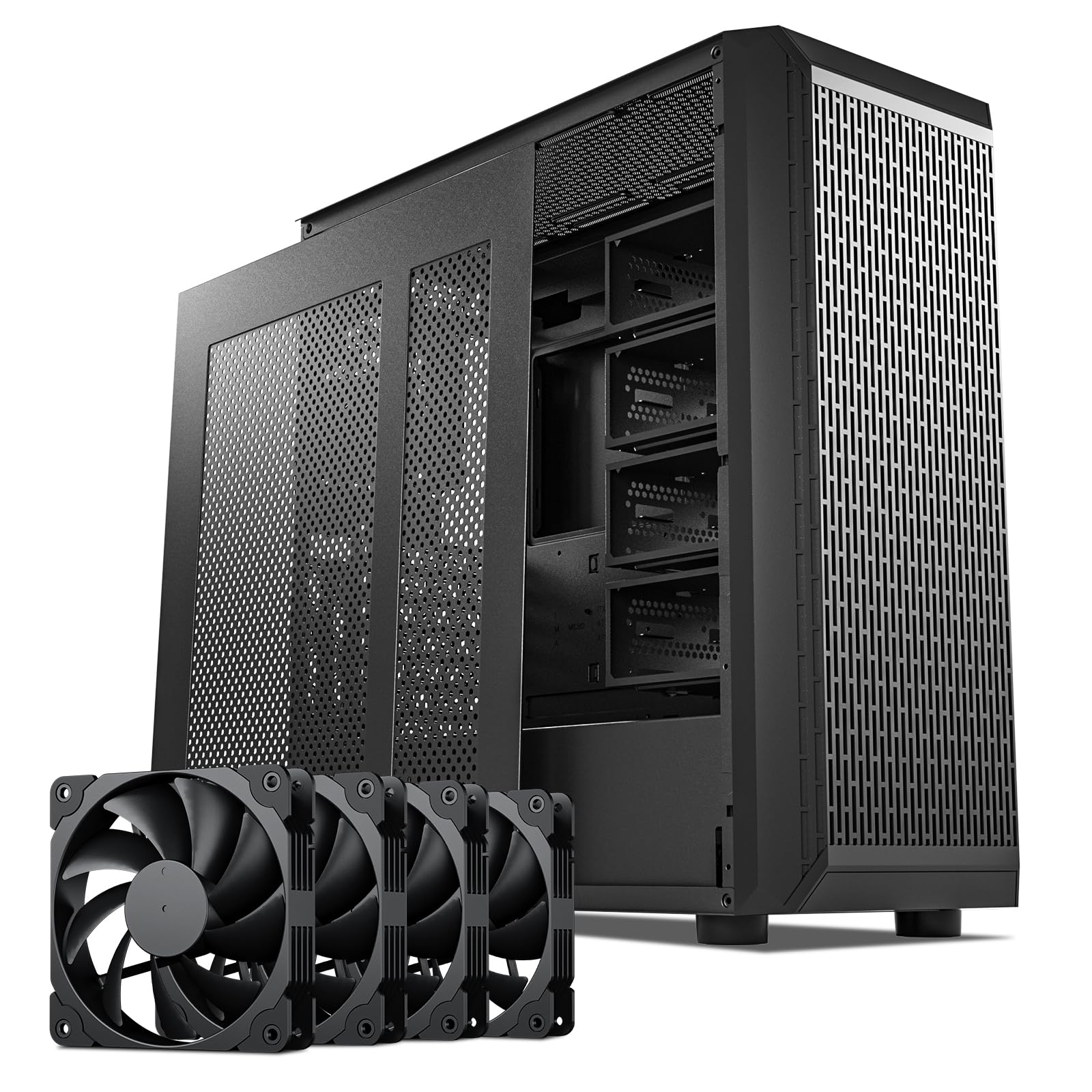 DARKROCK Classico Storage Master ATX NAS Computer Case - Mid Tower PC Case with 4x120mm Fans, USB 3.0, 10 x 3.5