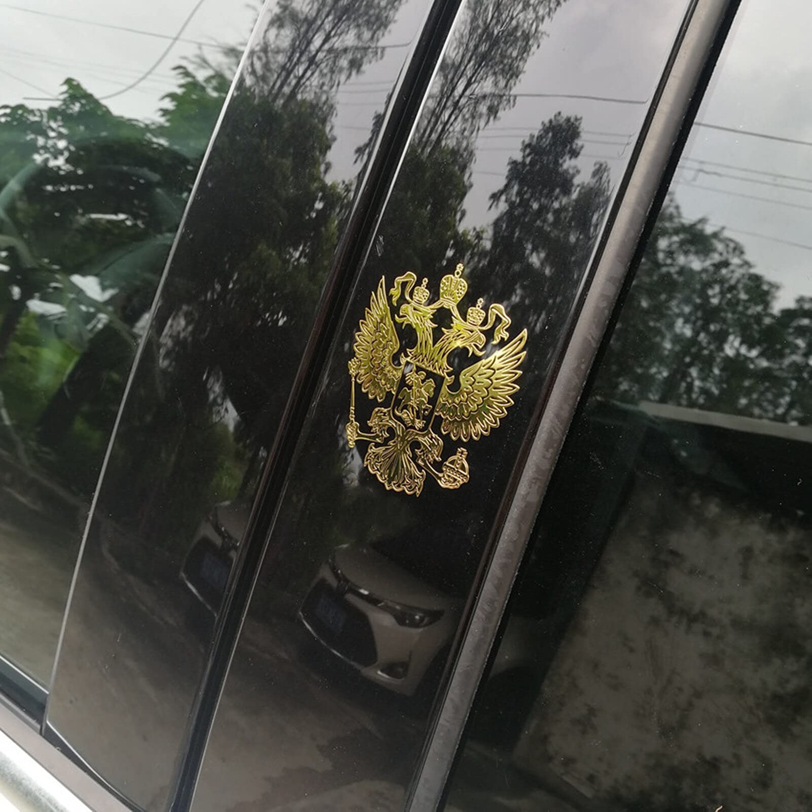 Russian Eagle Emblem Car Stickers - Nickel Metal Decals for Motorcycle & Auto Decoration (6.0x5.4cm Silver) - Patriotic Vehicle Styling