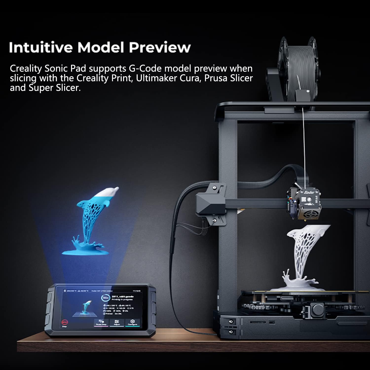 Creality Sonic Pad Klipper - 7 Inch Touch Screen 3D Printer Controller with Faster Printing Speed | Compatible with Ender 3 V3 SE, Ender 3 Max Neo, Ender 3 V2, Ender 3 S1 | Perfect for High-Speed 3D Printing & Precision Control