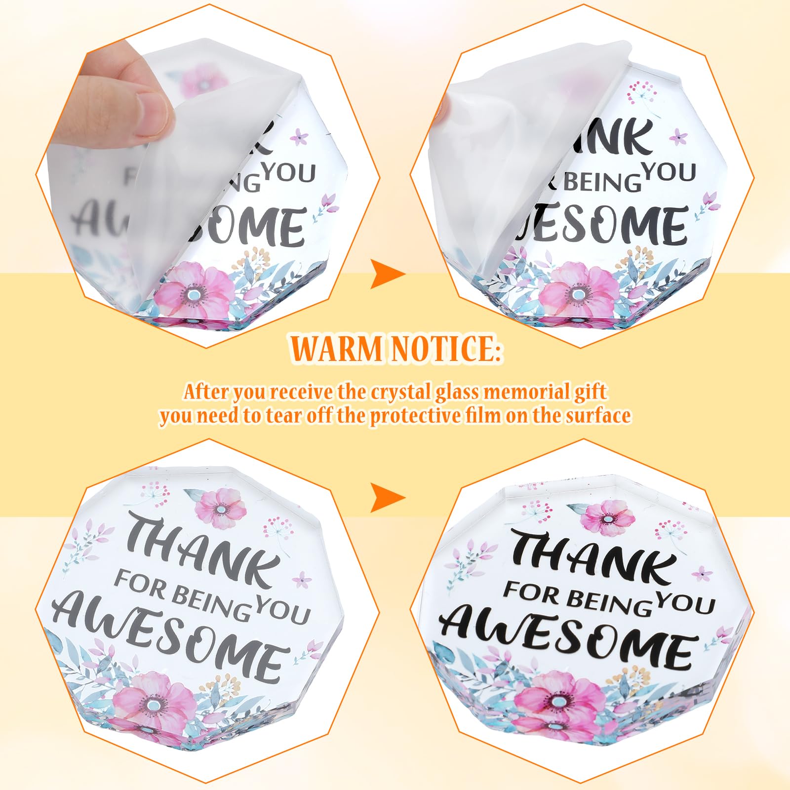 24 Pcs Acrylic Thank You Award Plaques for Women - Coworker Appreciation Gifts, Office Christmas Keepsakes for Friends, Nurses, Teachers - Perfect for Recognition Ceremonies, Retirement Parties & Employee Appreciation Events