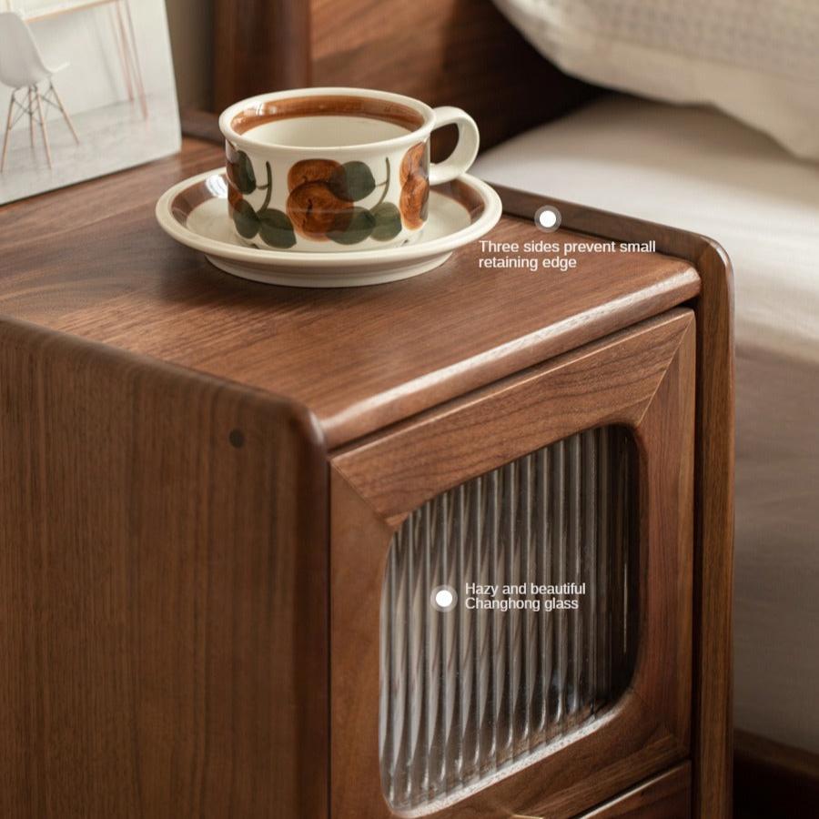 Solid Black Walnut Nightstand - Ultra Narrow Bedside Table with Calpa Wood - Perfect for Small Spaces, Apartments & Modern Bedrooms