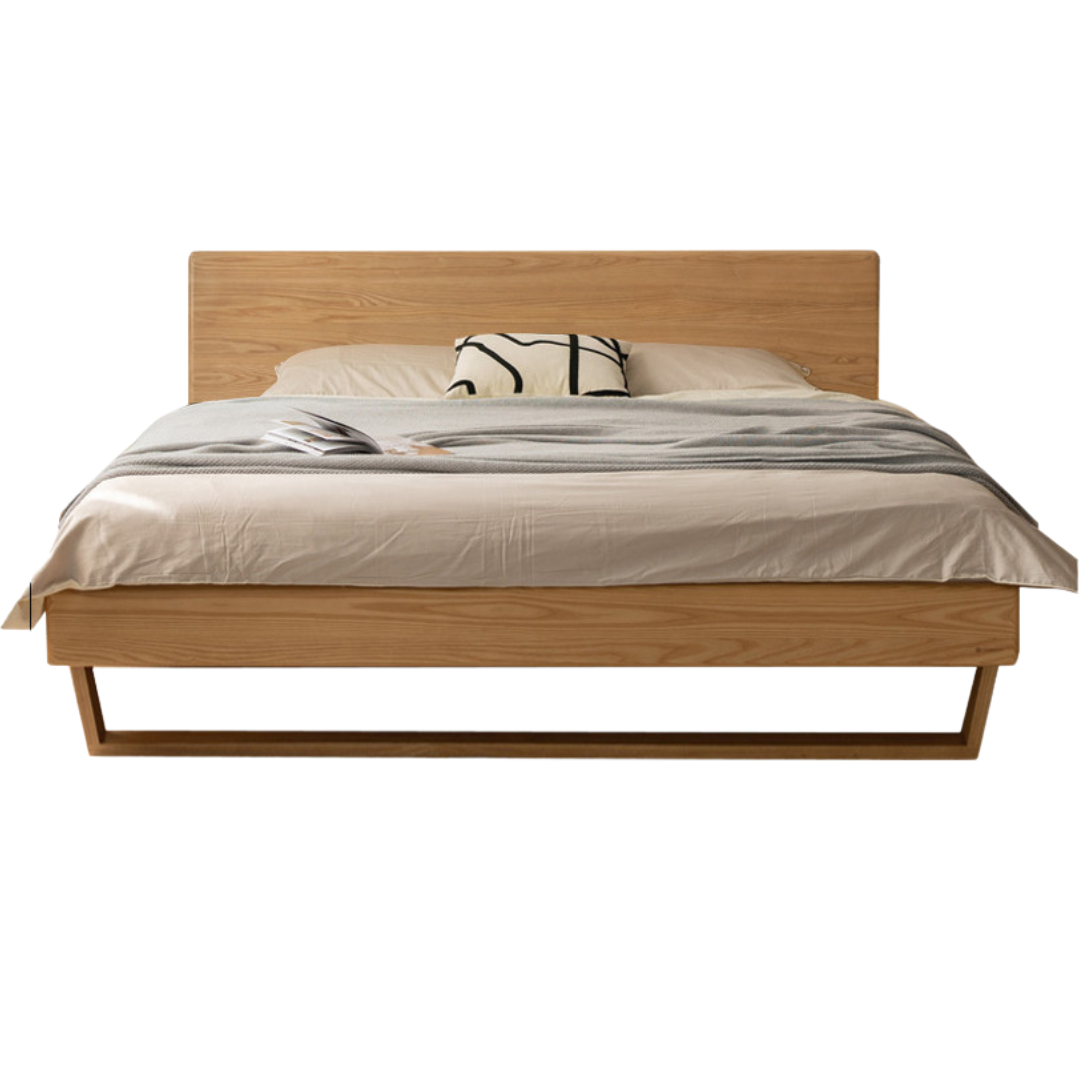 Solid Oak and Ash Wood Nordic Minimalist Floating Bed Frame - Perfect for Modern Bedroom, Guest Room, and Loft Decor