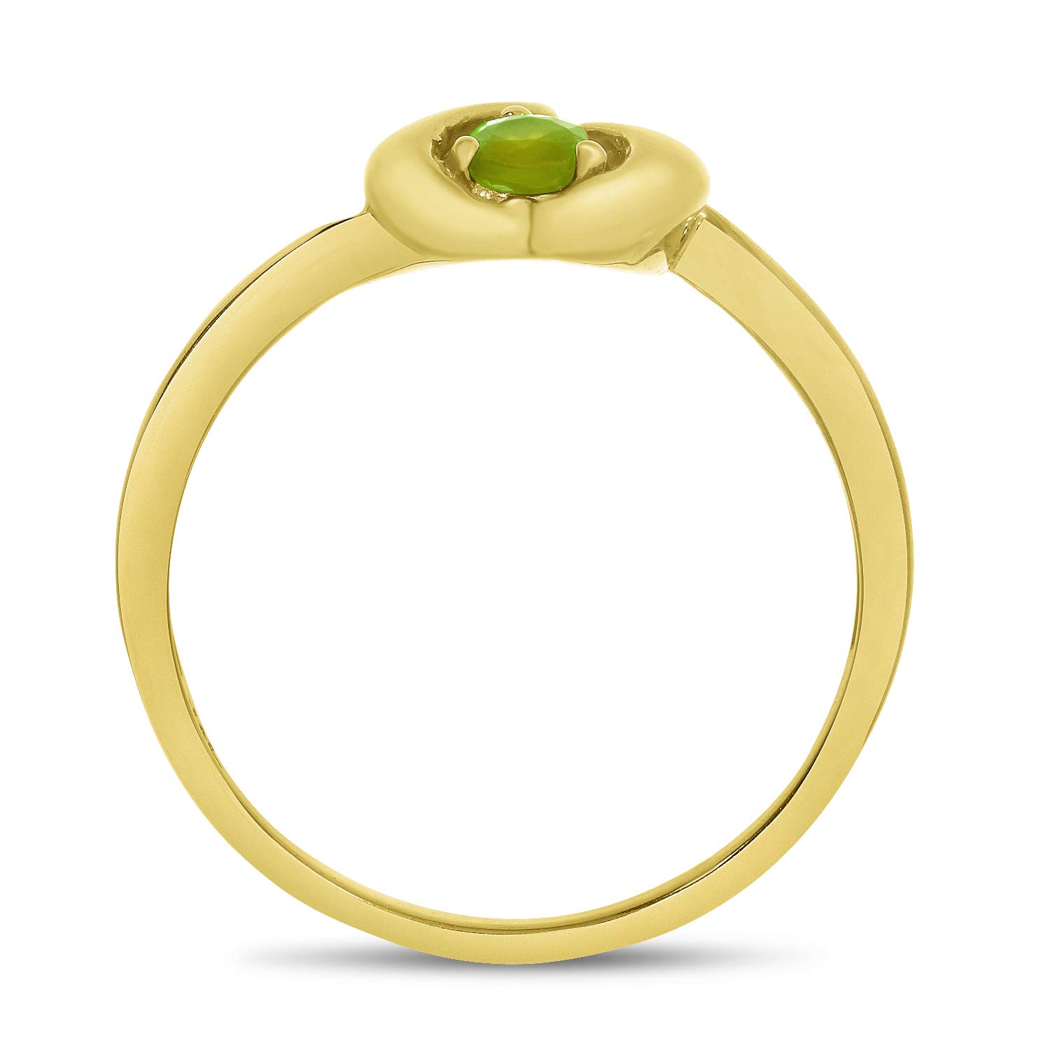 14K Yellow Gold Round Peridot Heart Ring for Women - Elegant Green Gemstone Jewelry Gift for Valentine's Day, Anniversary & Special Occasions