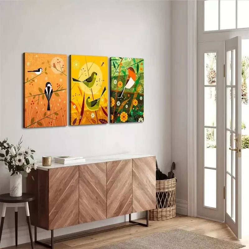 3-Piece Artistic Bird Wall Art Set - Framed Canvas Prints 50x70cm - High Quality Australian Made Wall Decor - Perfect for Living Room, Bedroom & Office Decoration