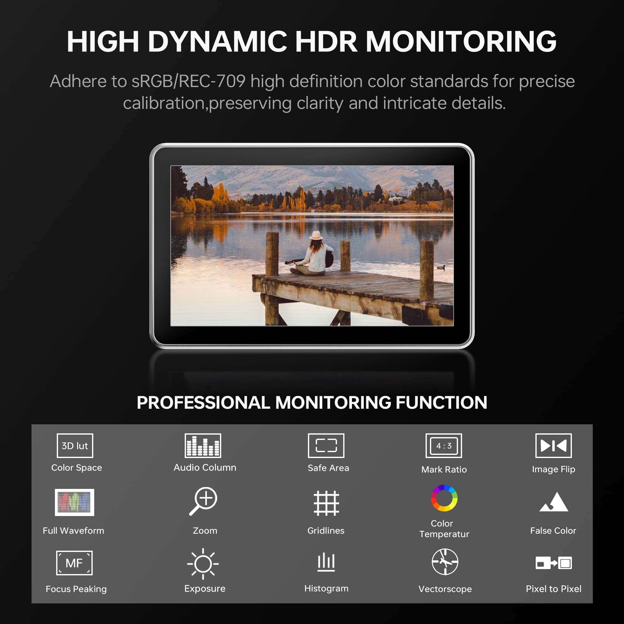 VILTROX DC-X2 6 Inch Touchscreen 4K HDMI Camera Field Monitor with Rig Cage - 2000 Nits High Brightness, Battery Powered, Sunshade Hood & USB 3D LUT Support - Professional Photography & Videography Monitor for DSLR, Mirrorless Cameras - Perfect for Outdoor Shooting, Studio Work & Film Production