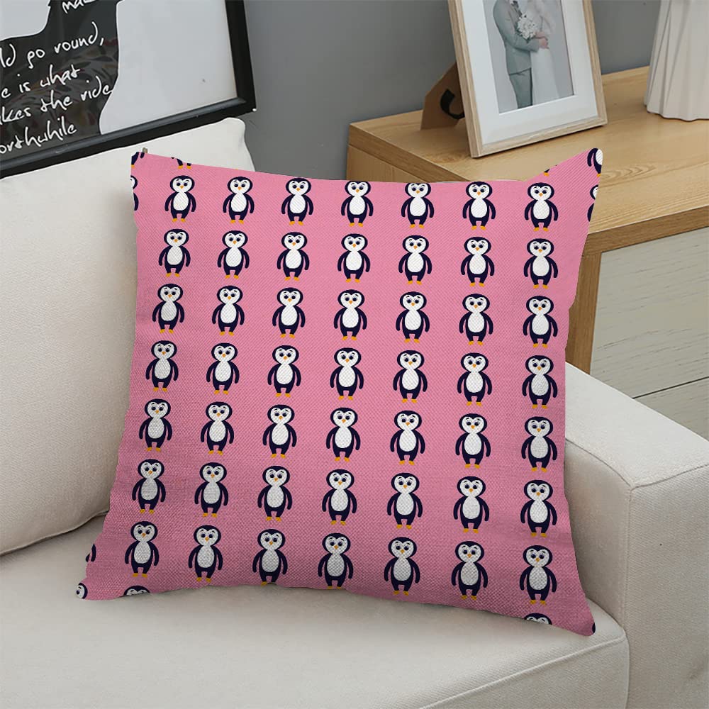 18x18 Inch Decorative Square Throw Pillow Covers - Cute Penguin Print Sofa & Bed Cushion Cases for Living Room, Nursery, and Dorm Decor