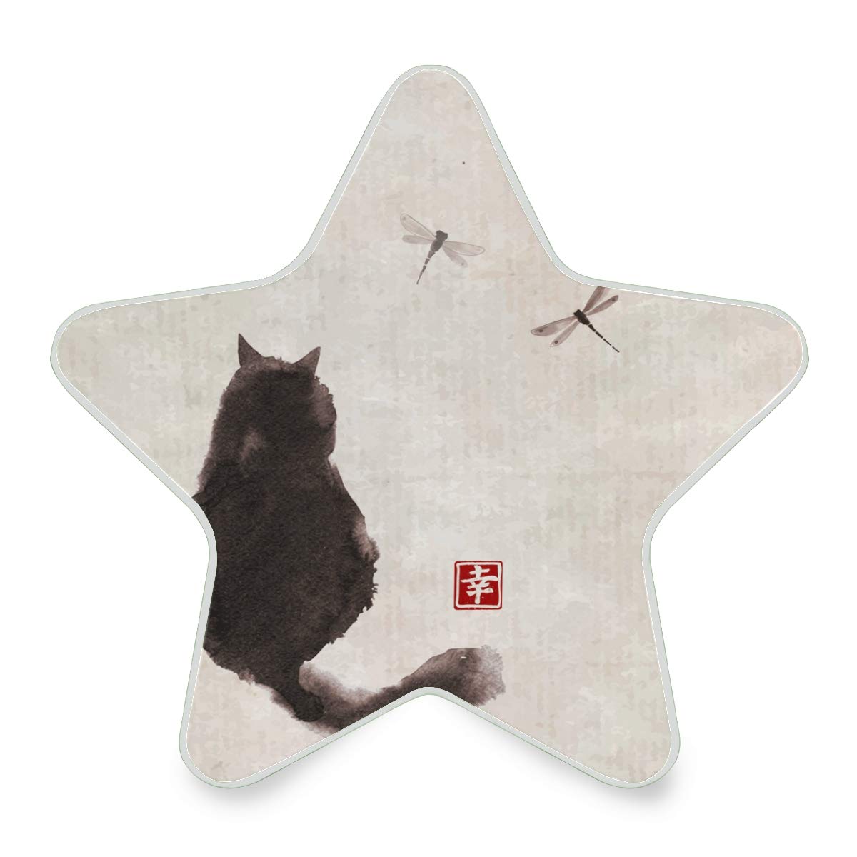 Japanese Painting Cat Dragonfly LED Night Light with Dusk to Dawn Sensor - Plug in Nightlight for Kids Room, Bedroom, Nursery, Bathroom, Hallway | Home Decor Lamp for Safety & Cozy Ambience