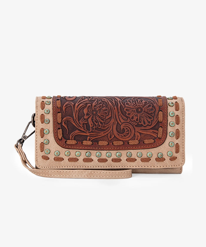 Trinity Ranch Floral Tooled Leather Wristlet - Stylish Crossbody Clutch for Women | Perfect for Parties, Weddings & Everyday Use