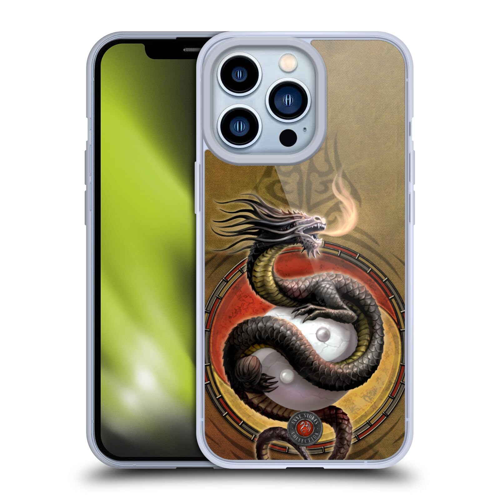Anne Stokes Yin Yang Protector Guardian Dragons iPhone 13 Pro Case | Officially Licensed Soft Gel Cover by Head Case Designs | Perfect for Daily Use, Travel, and Gift Giving