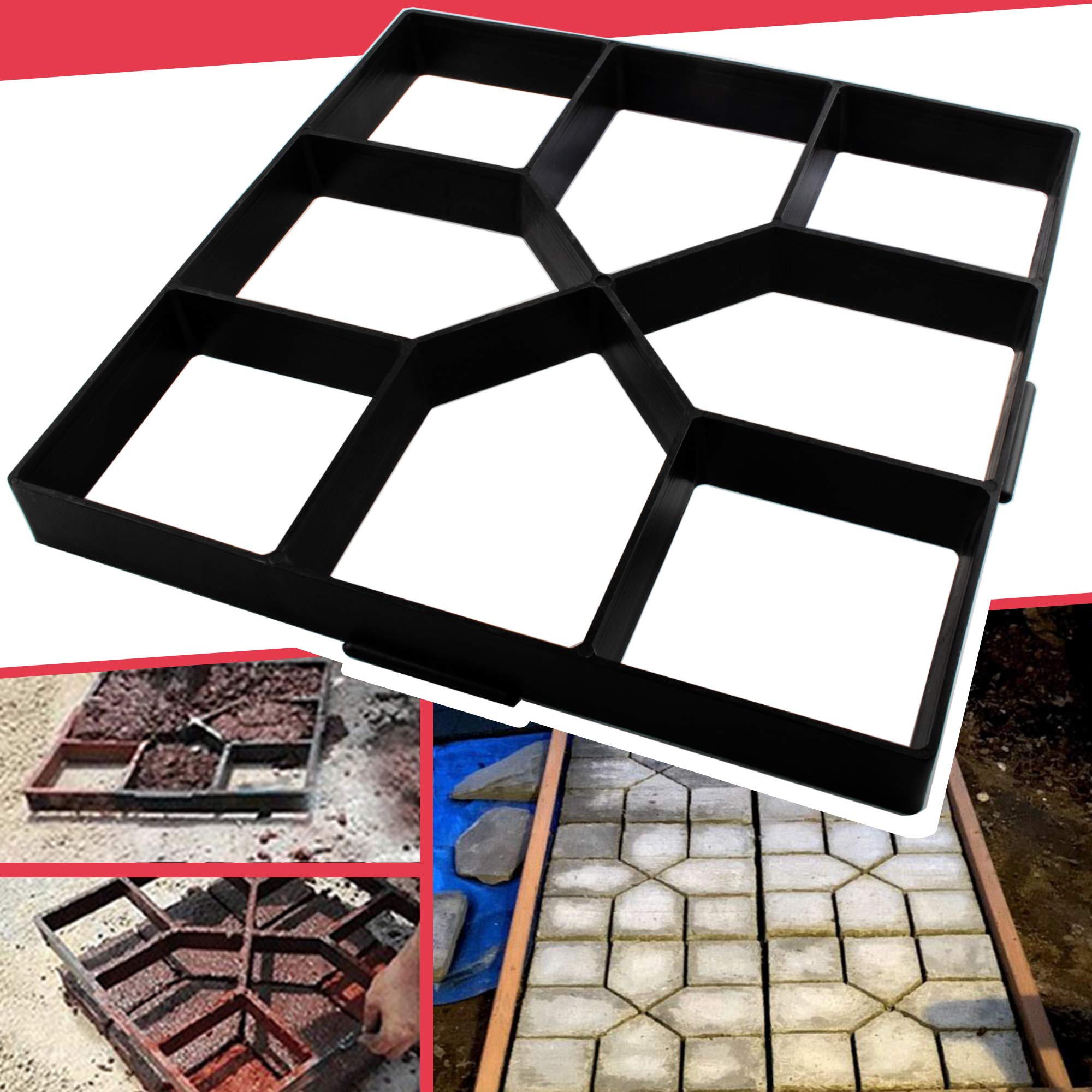 Anothera 15.7x15.7x1.57 Inch Reusable Concrete Path Maker Mold - Square Stepping Stone Paver for DIY Walkway, Lawn, Patio & Garden Paving - Perfect for Yard Landscaping and Outdoor Decor