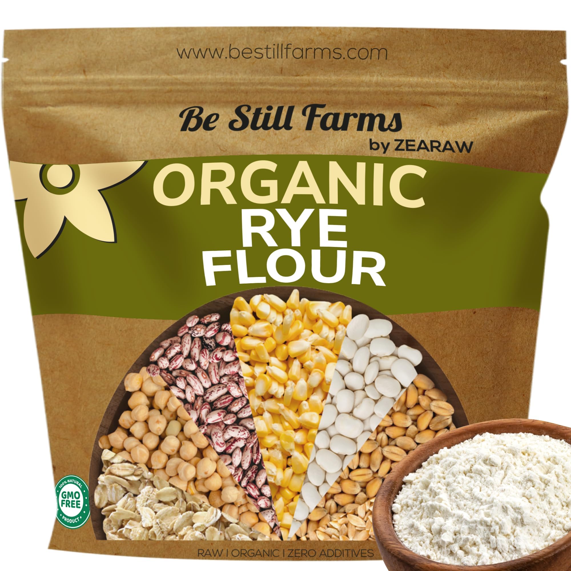 Organic Rye Flour for Bread Baking - 2.8 lb Bulk Bag | 100% Whole Grain USA Grown Rye | USDA Certified, Vegan & Non-GMO | Perfect for Bread Machines, Pumpernickel & Artisan Loaves | Ideal for Home Bakers & Healthy Baking
