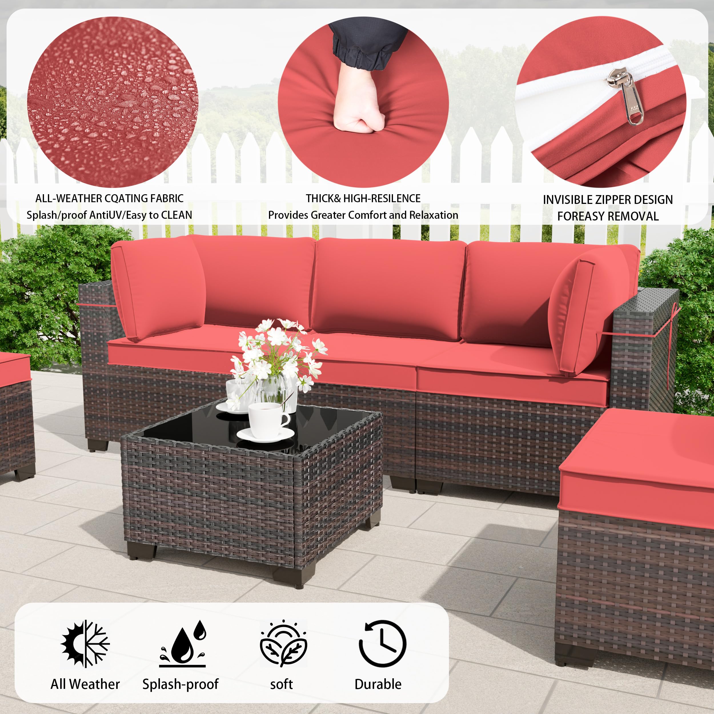 13-Piece Outdoor Patio Furniture Set with Propane Fire Pit Table - ETL Approved 43