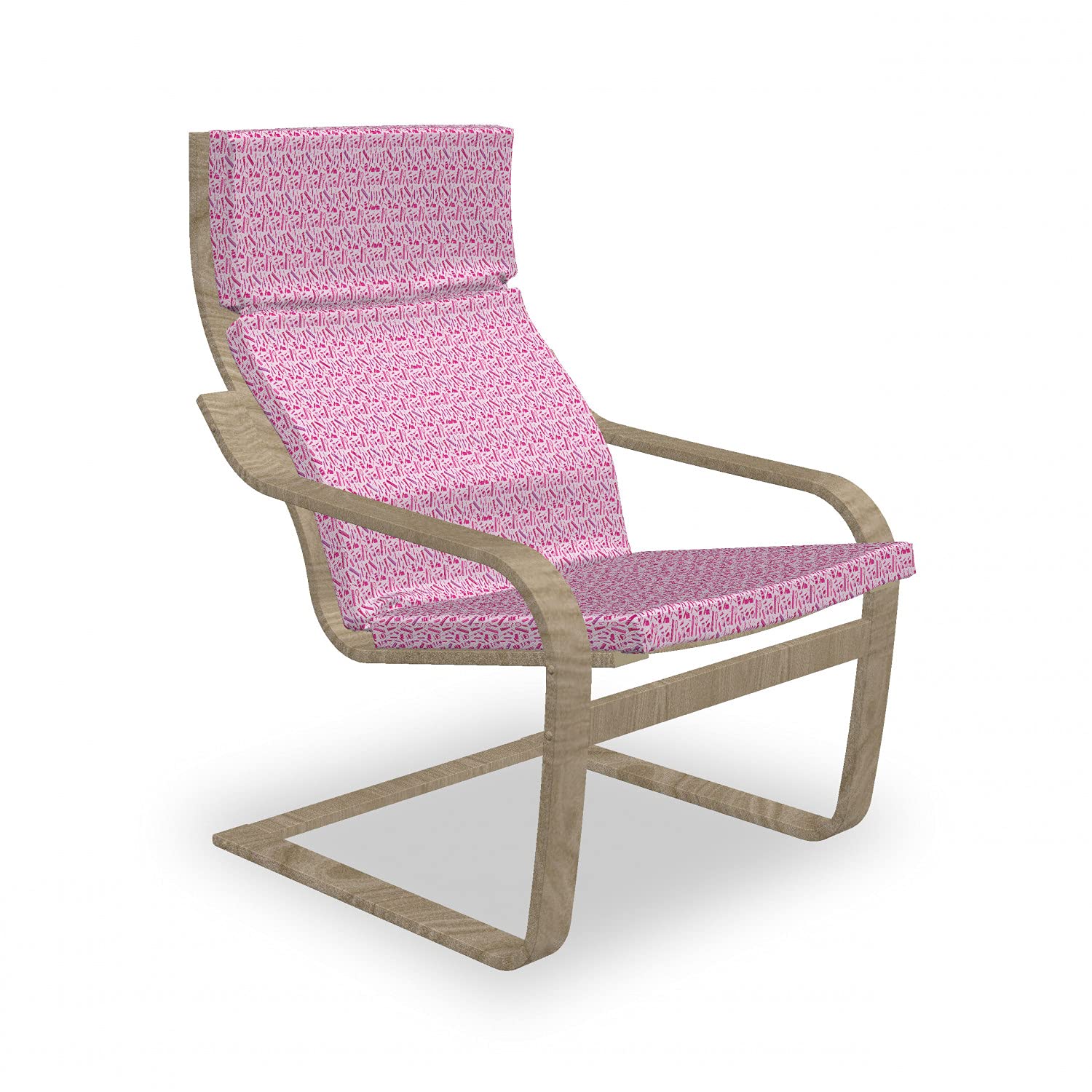 Ambesonne Pale Pink Armchair Pad & Slipcover - Makeup Elements & Comb Pattern in Magenta Pink & Purple | Soft Cushion Replacement with Removable Cover | Perfect for Living Room, Bedroom & Home Decor