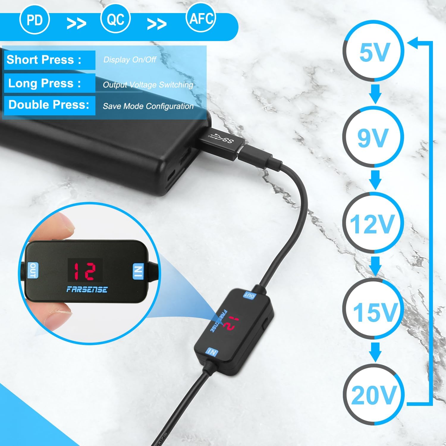 USB C to DC Adapter Cable - 3.3ft USB C Male to Female PD Trigger Cable for Laptops, Monitors & Electronics - Perfect for Travel, Office & Home Charging