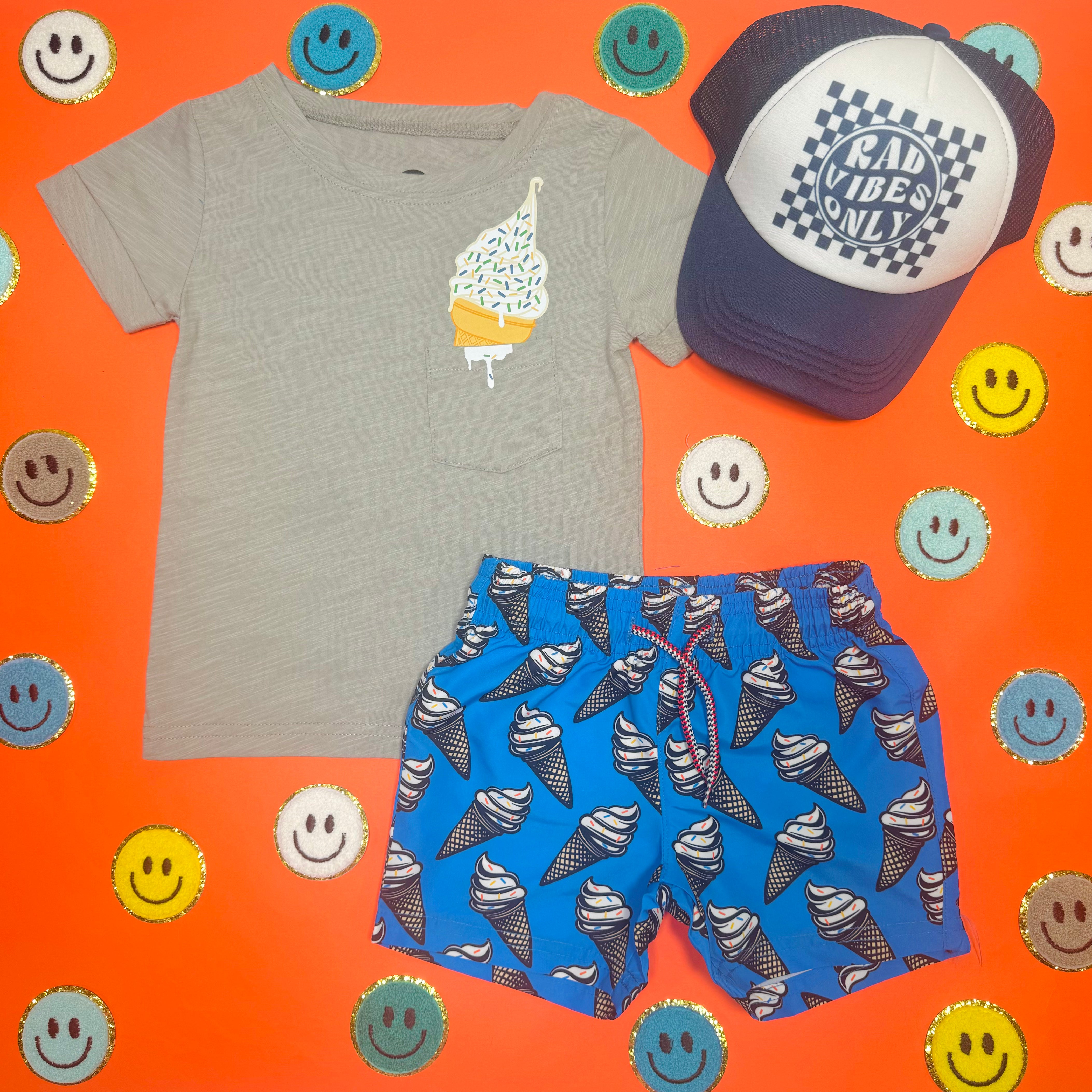 ICE CREAM DAY Graphic T-Shirt - Soft Cotton Casual Tee for Summer Outings & Beach Trips