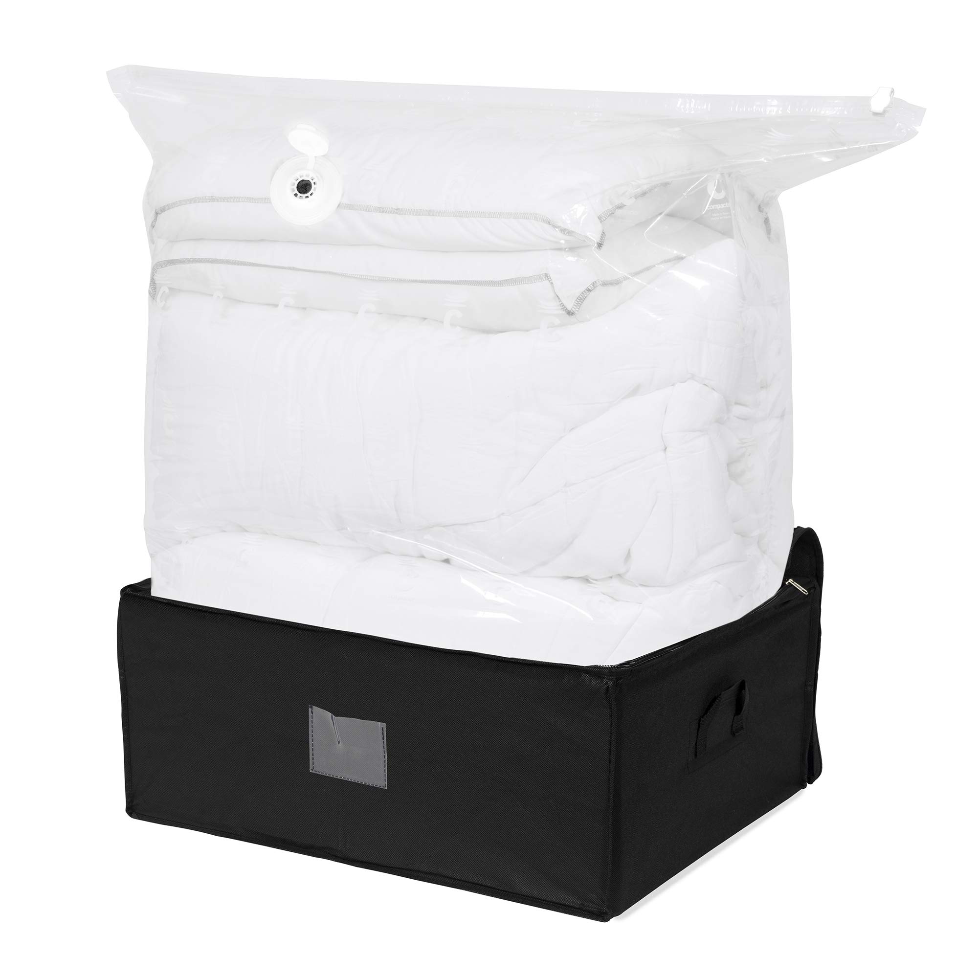 XXL Premium Vacuum Storage Bags - Semi-Rigid Polypropylene & Nylon Space Saver for Closet Organization, Moving & Travel | Cube Storage with Black Semi-Rigid Box | Perfect for Seasonal Clothing, Blankets & Home Decluttering