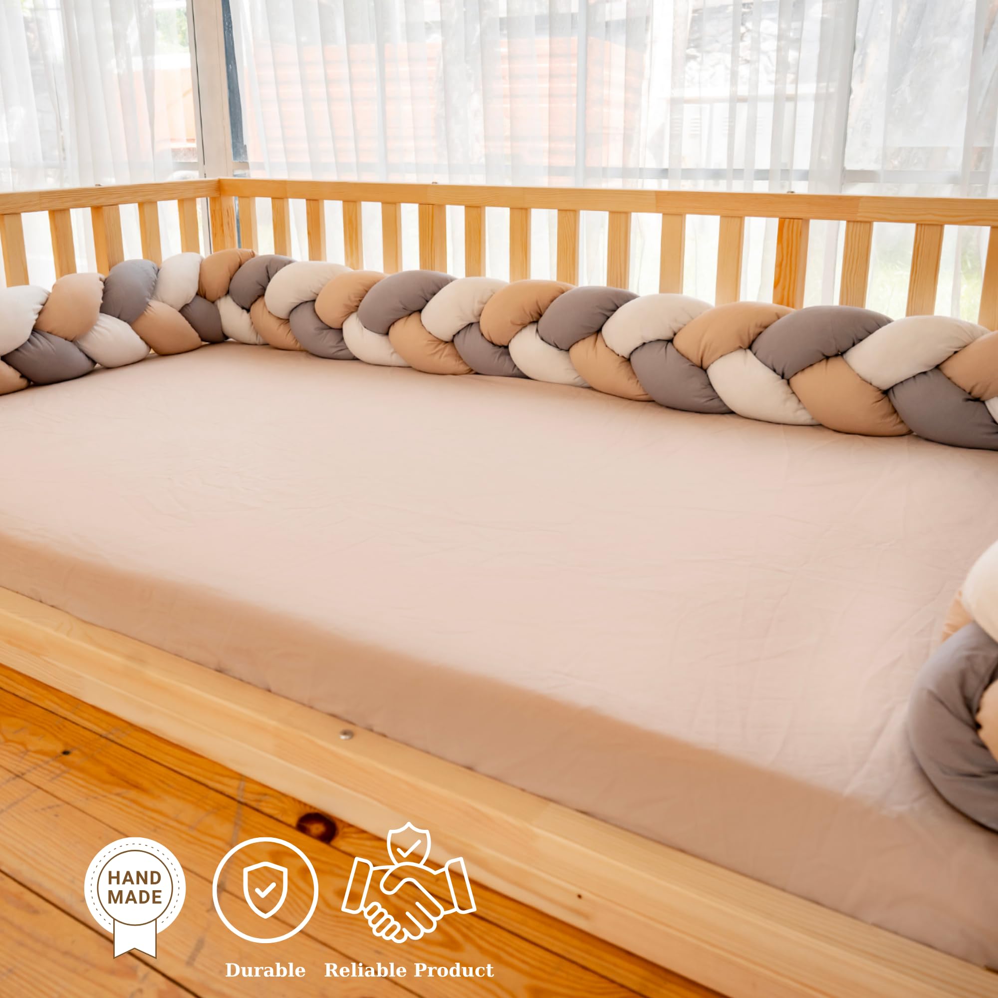 Montessori Front Open Floor Bed for Toddlers & Kids | Natural Pine Wood Solid Frame with Wooden Slats | Sturdy Low-Height Bed (23.6