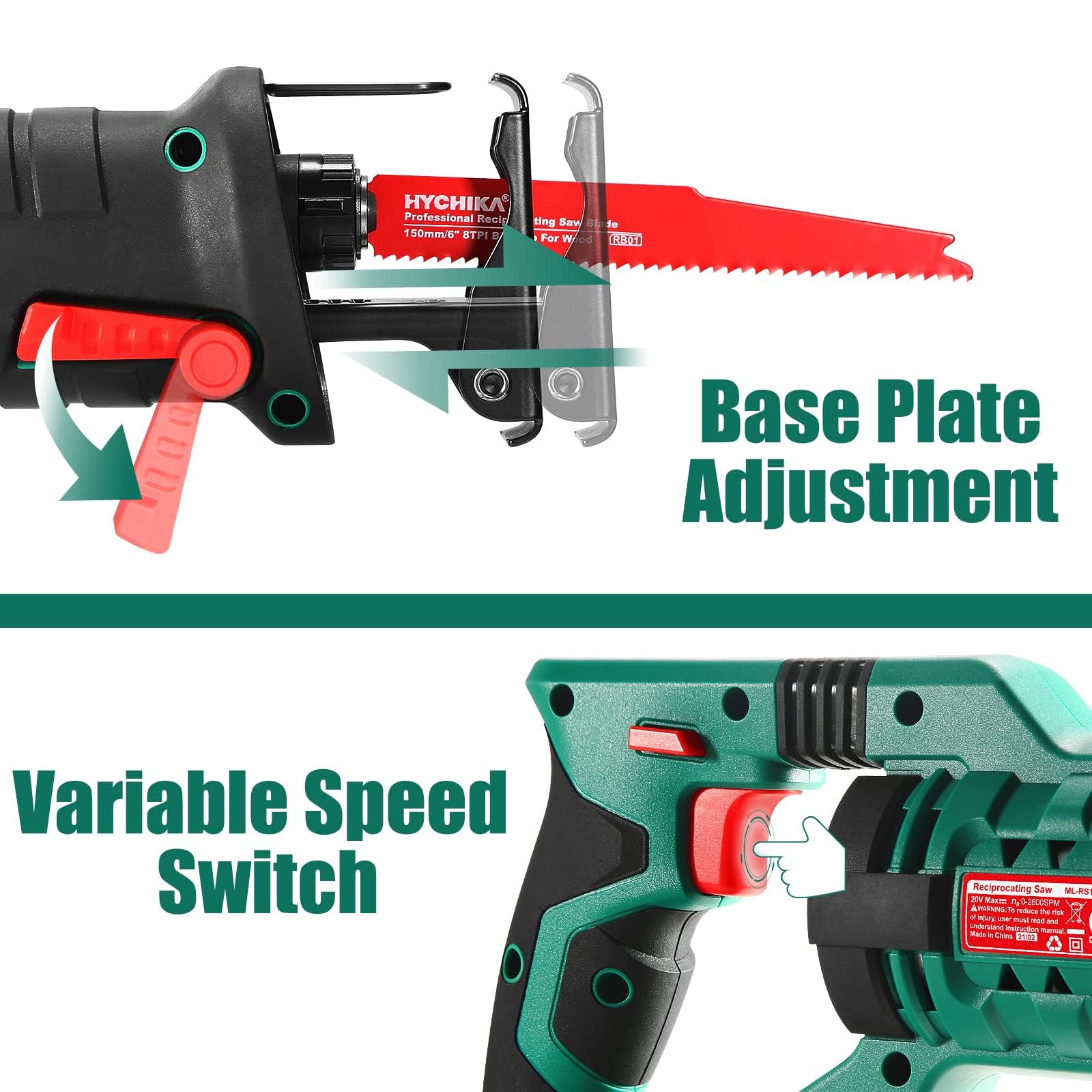 Heavy-Duty Reciprocating Saw - Powerful Corded Electric Saw for Wood, Metal & PVC Cutting - Perfect for DIY Projects, Construction & Demolition Work