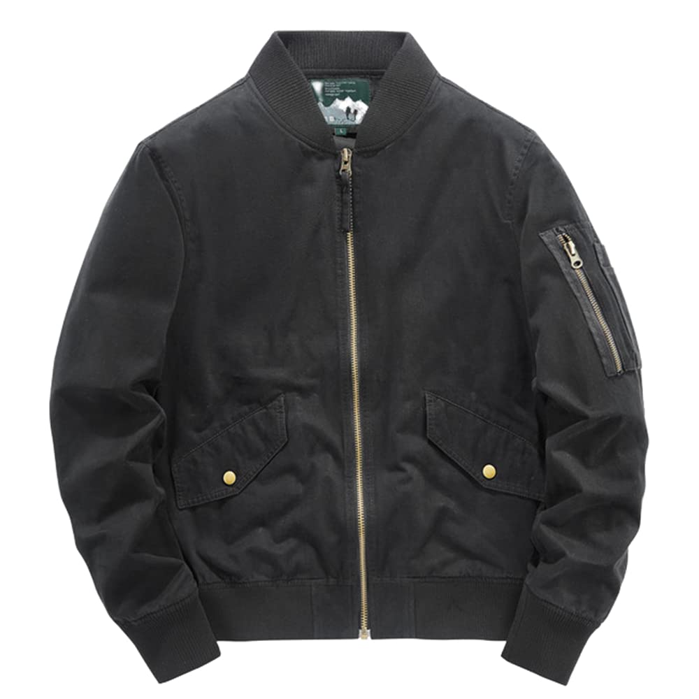 Men's Cotton Bomber Jacket with Zipper - Casual Streetwear Pilot Coat for Everyday Wear | Perfect for Urban Outfits, Night Out, and Layering