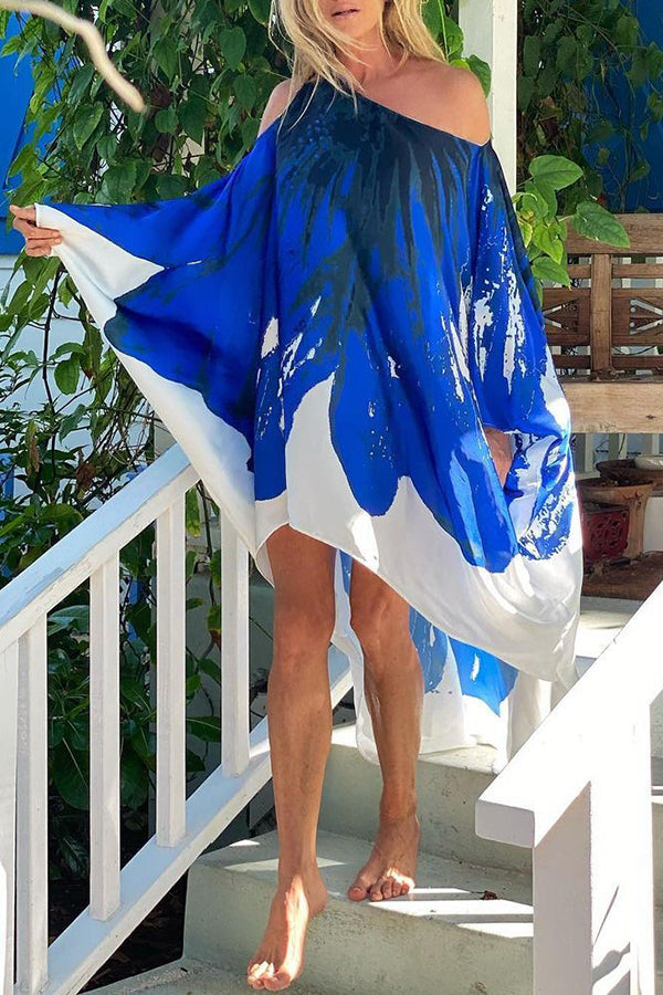 Elegant Floral Print One Shoulder Maxi Dress - Beach Cover Up, Summer Party & Vacation Outfit