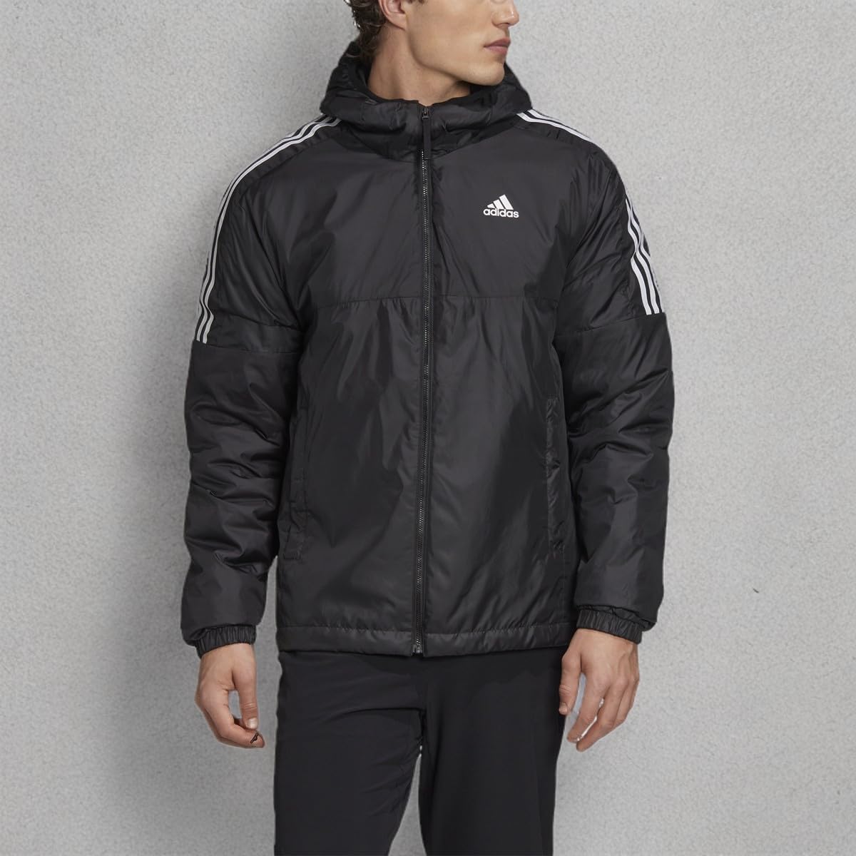 adidas Men's Essentials Insulated Hooded Jacket - Lightweight Winter Coat for Running, Hiking & Outdoor Activities | Water-Resistant Warm Fleece Lining