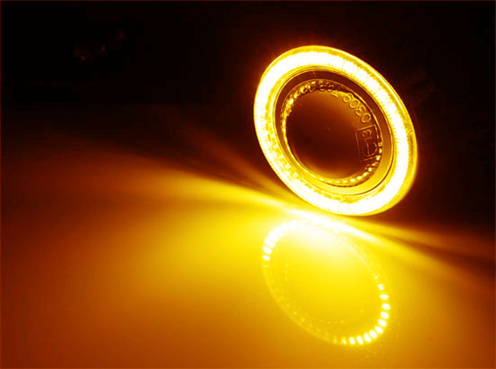 3 Pack Amber LED Halo Angel Eyes Projector Fog Lights for Cars - Durable 40-LED Rings with Clear Visibility for Night Driving & Off-Road Adventures