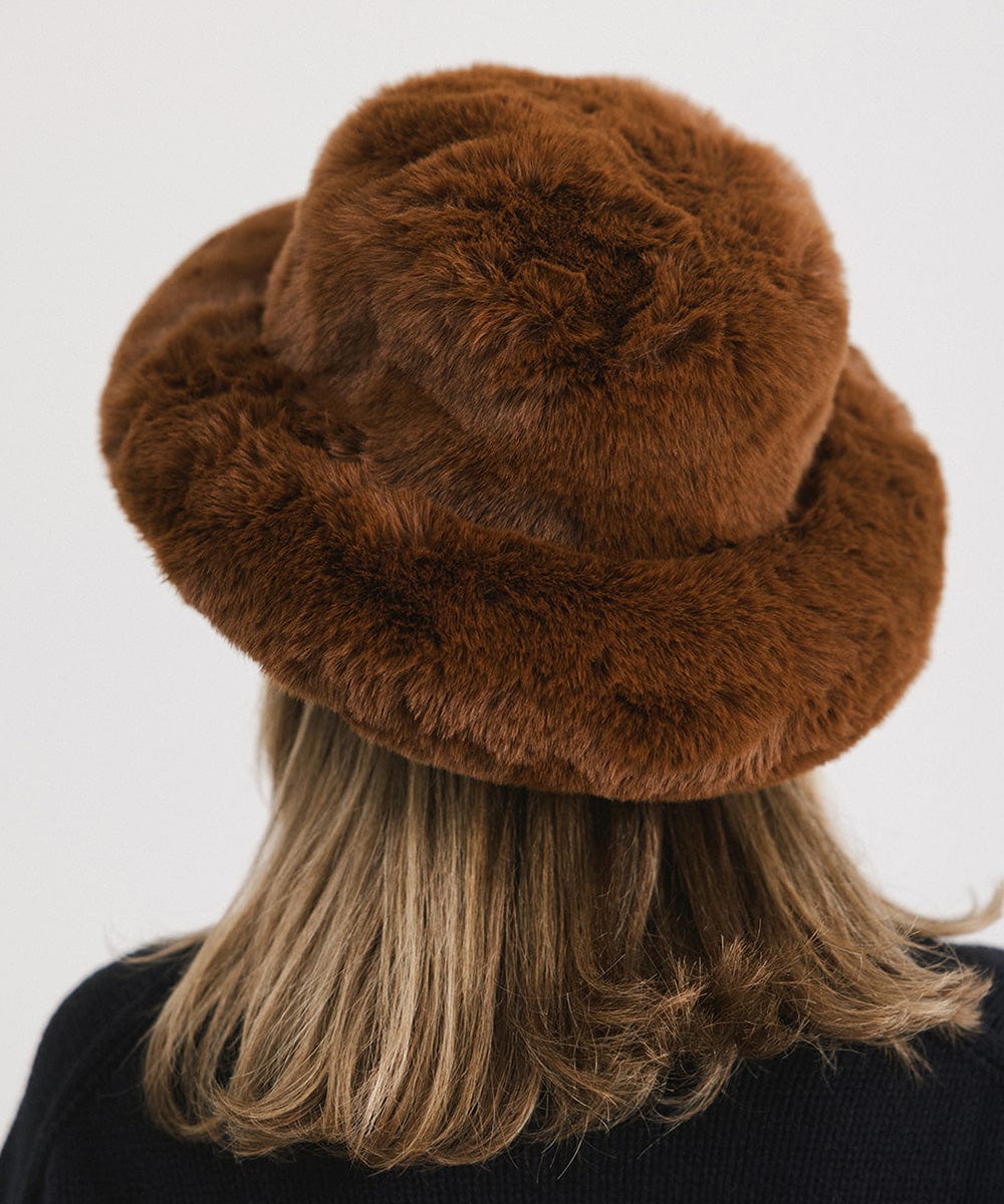 Parker Faux Fur Bucket Hat for Women & Men - Winter Warm Fashion Beanie with Ear Flaps - Perfect for Outdoor Activities, Skiing, and Cold Weather Protection