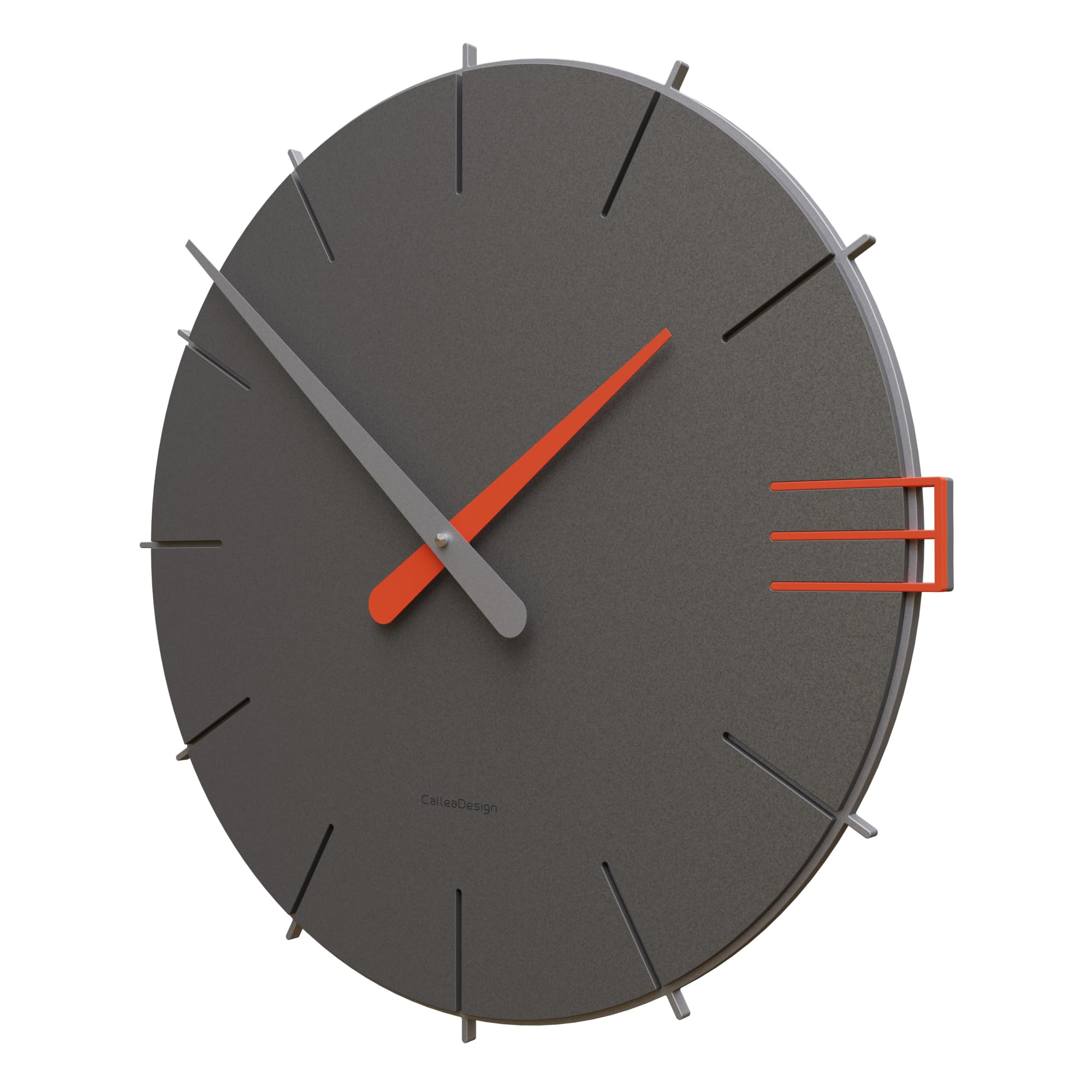 CalleaDesign 16.5 Inch Modern Wall Clock - Battery Operated Silent Quartz Clock with Grey Finish - Perfect for Living Room, Bedroom, Office & Home Decor
