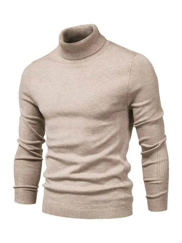 Men's Knit Turtleneck Pullover Sweater - Warm Winter Casual Wear for Office & Outdoor Activities